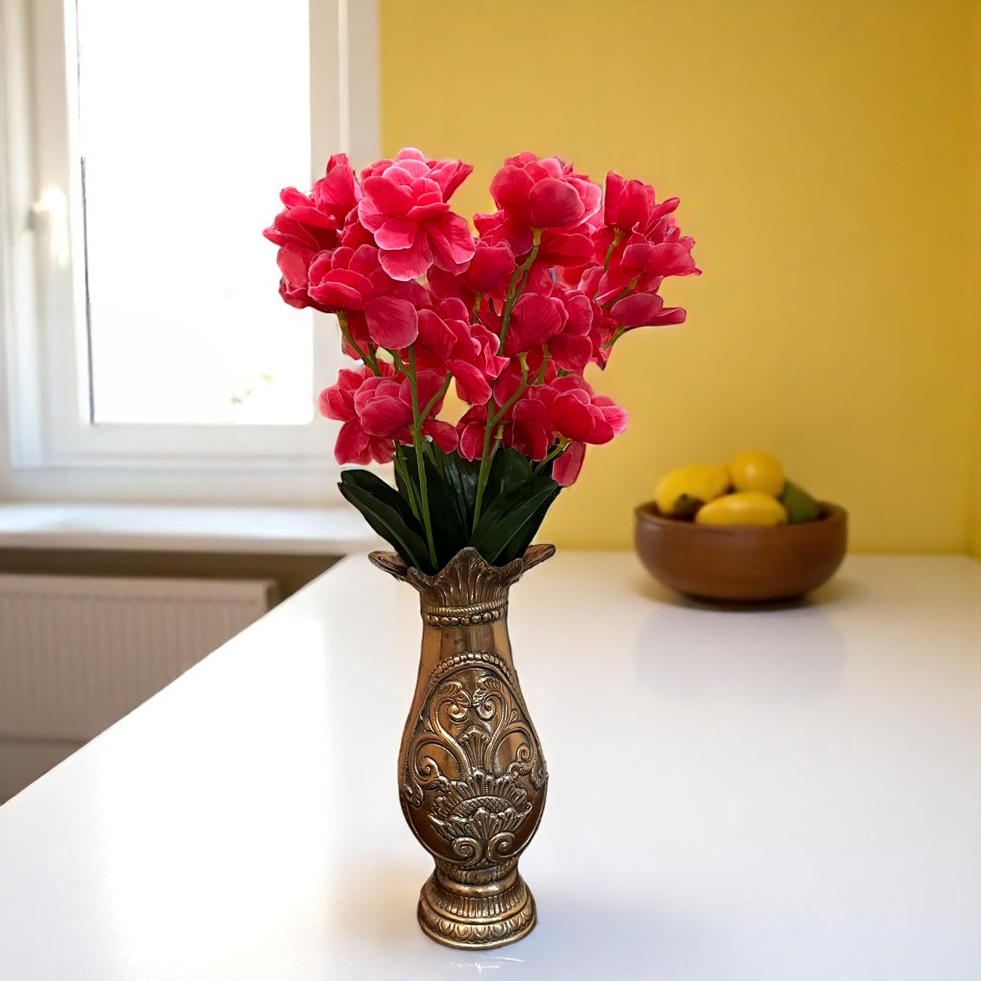 Artificial Orchids Flower Bouquets | Fake Flowers Bunch - For Vase, Pot, Home, Bedroom, Balcony, Office Corner, Living Room - 22 Inch - Apkamart #Colour_Pink