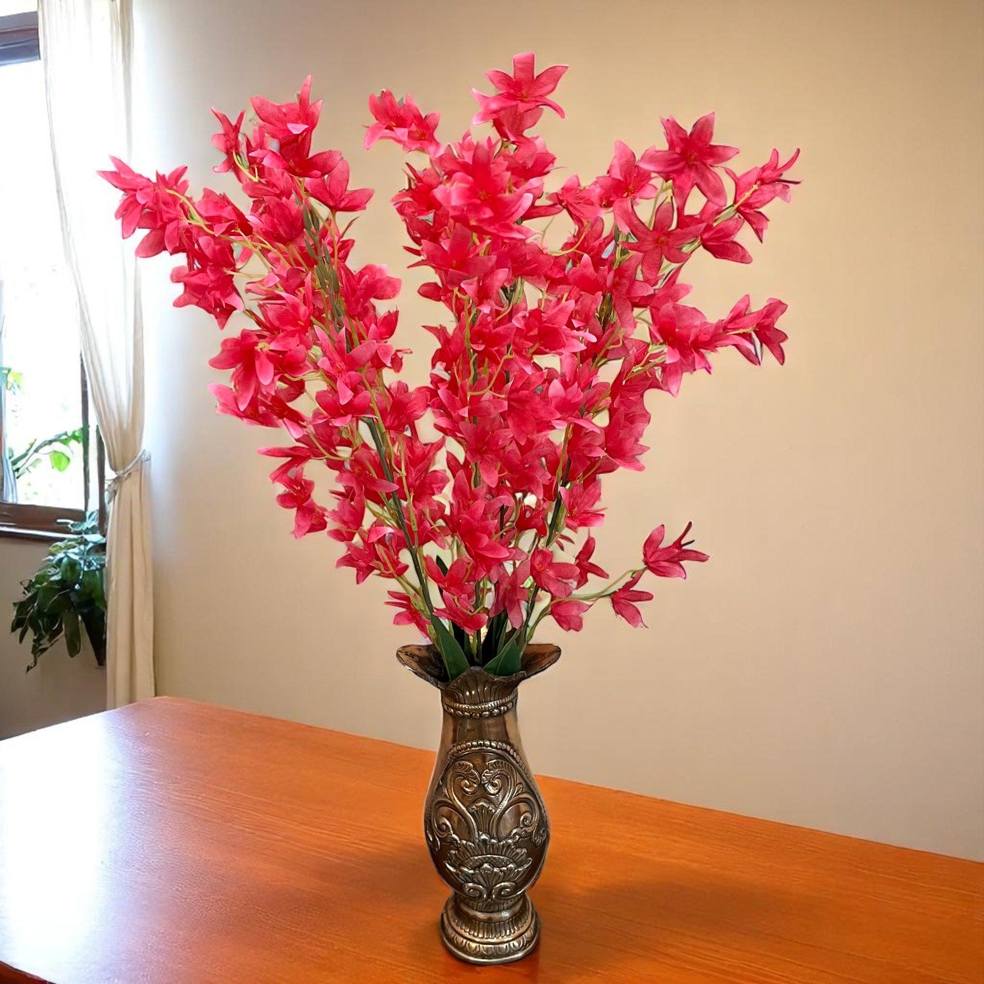 Artificial Orchids Flower Bouquets | Fake Flowers Bunch - For Vase, Pot, Home, Bedroom, Balcony, Office Corner, Living Room - 28 Inch - Apkamart #Colour_Pink