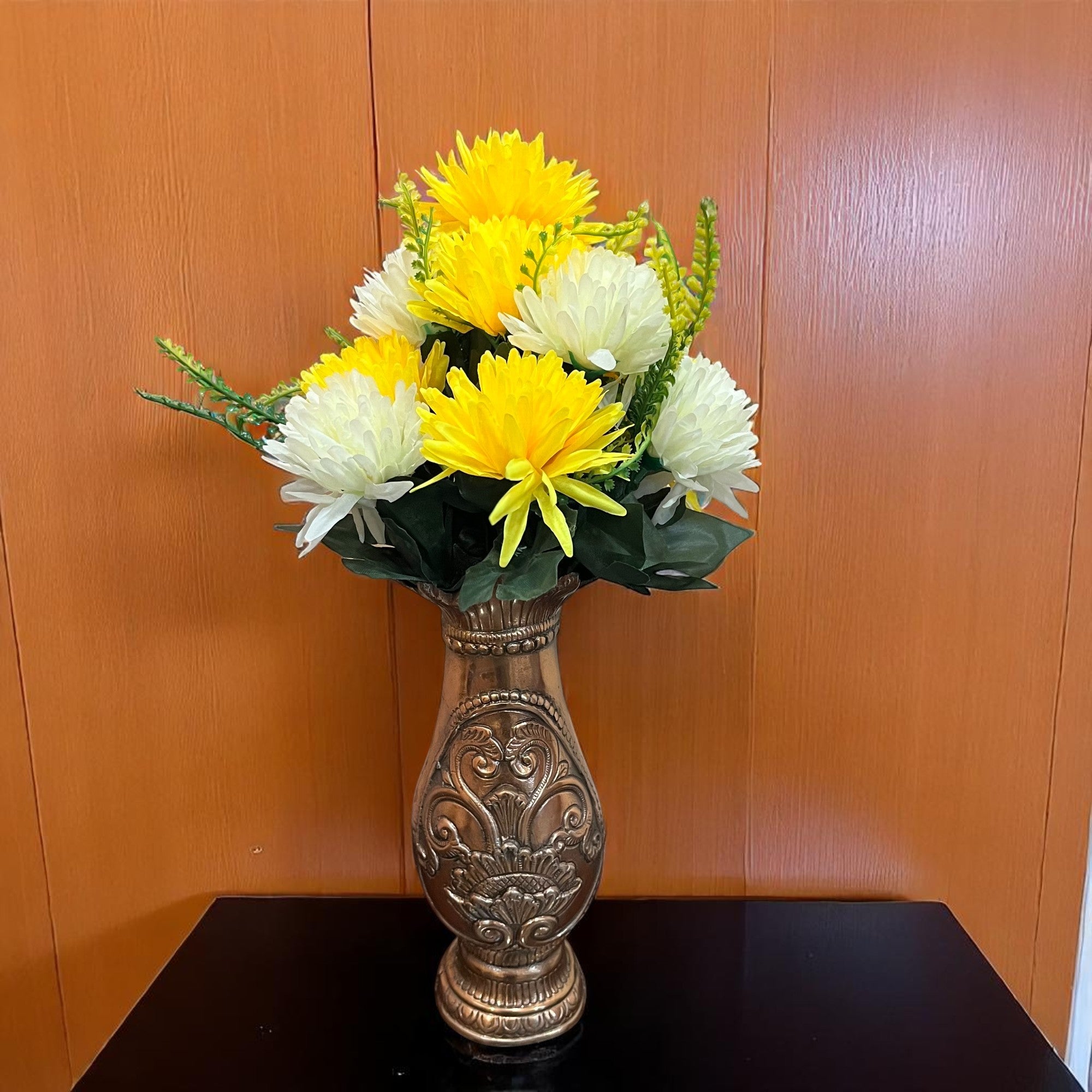 Artificial Marigold Flower Bouquets | Fake Flowers Bunch - For Vase, Pot, Home, Bedroom, Balcony - 16 Inch - Apkamart #Style_Design 2