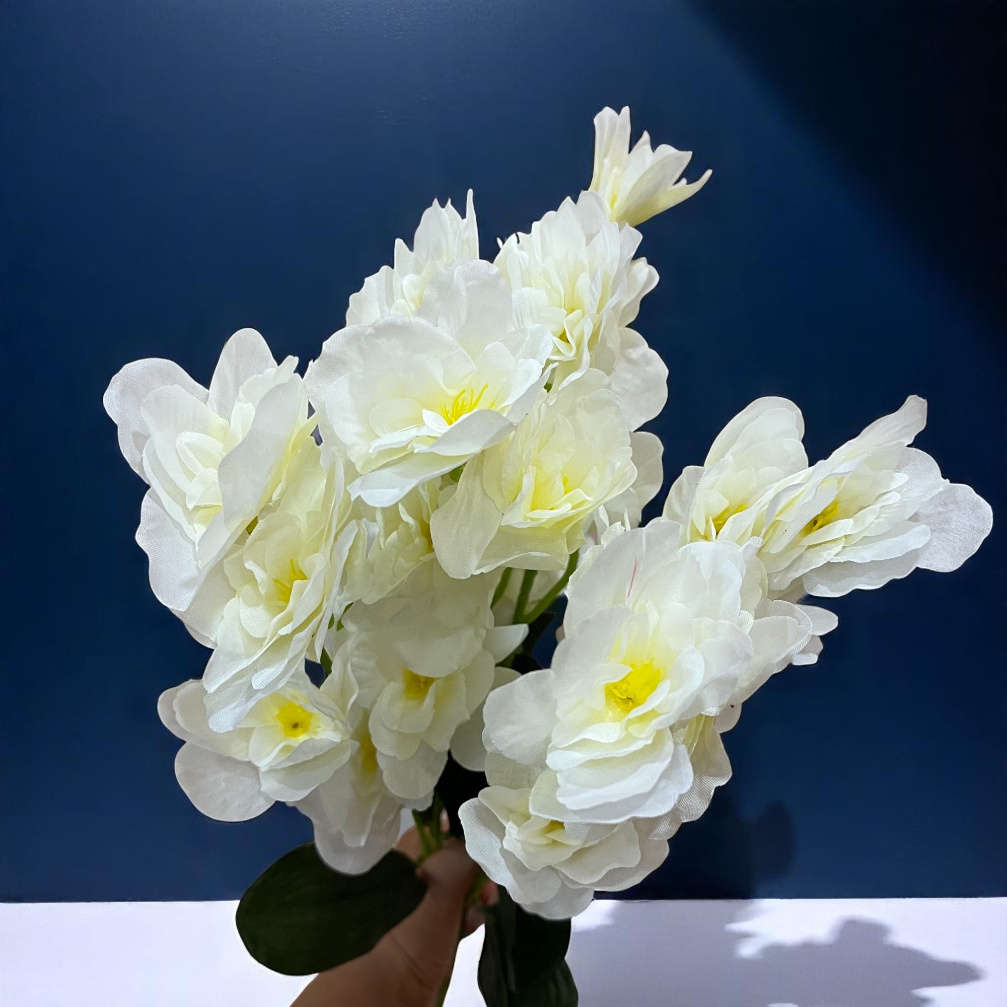 Artificial Orchids Flower Bouquets | Fake Flowers Bunch - For Vase, Pot, Home, Bedroom, Balcony, Office Corner, Living Room - 22 Inch - Apkamart #Colour_White