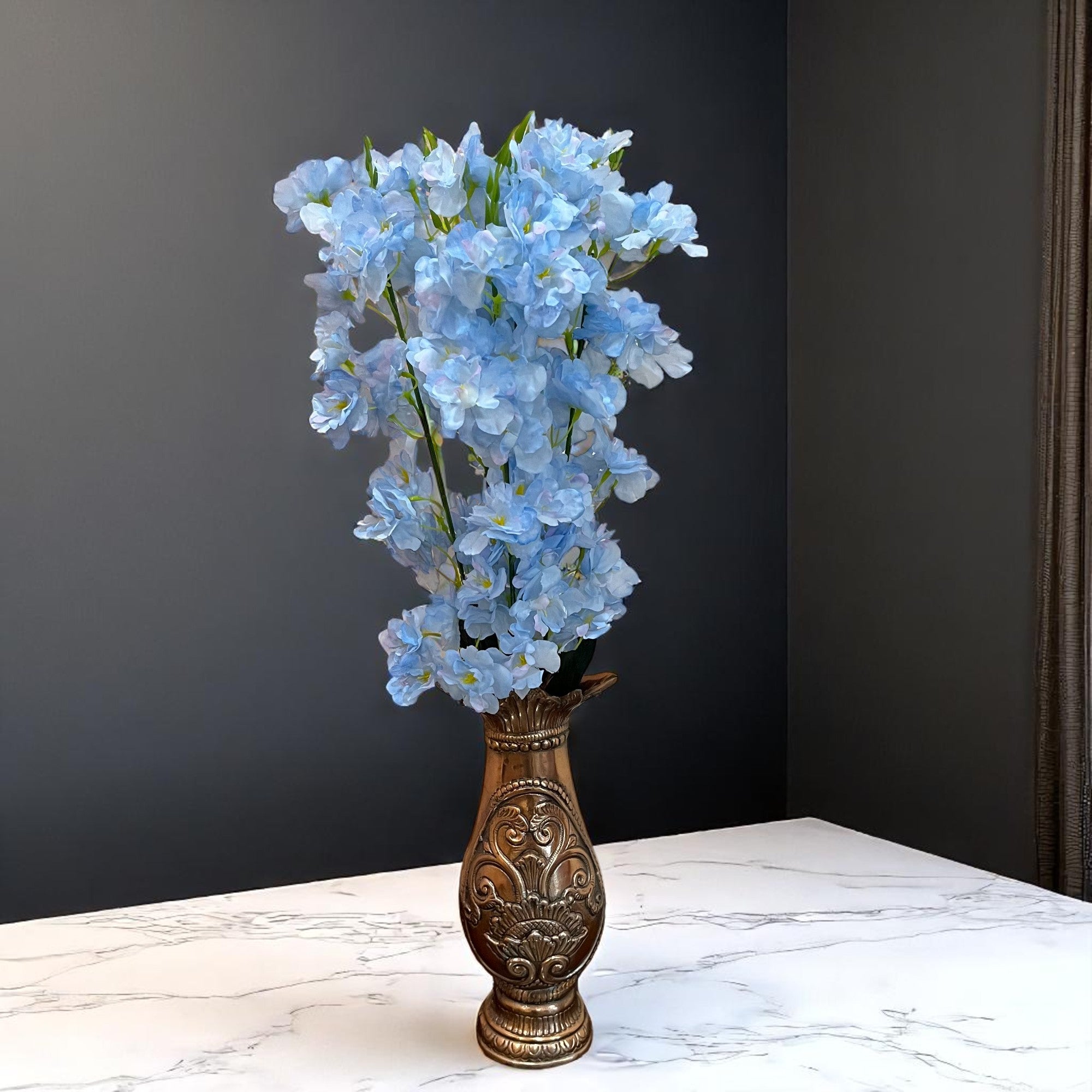 Artificial Flower Orchids Bouquets | Faux Flowers Bunch - for Table Vase, Pot, Home Decor, Living Room, Side Table Centerpiece - 26 Inch - Apkamart #Colour_Blue