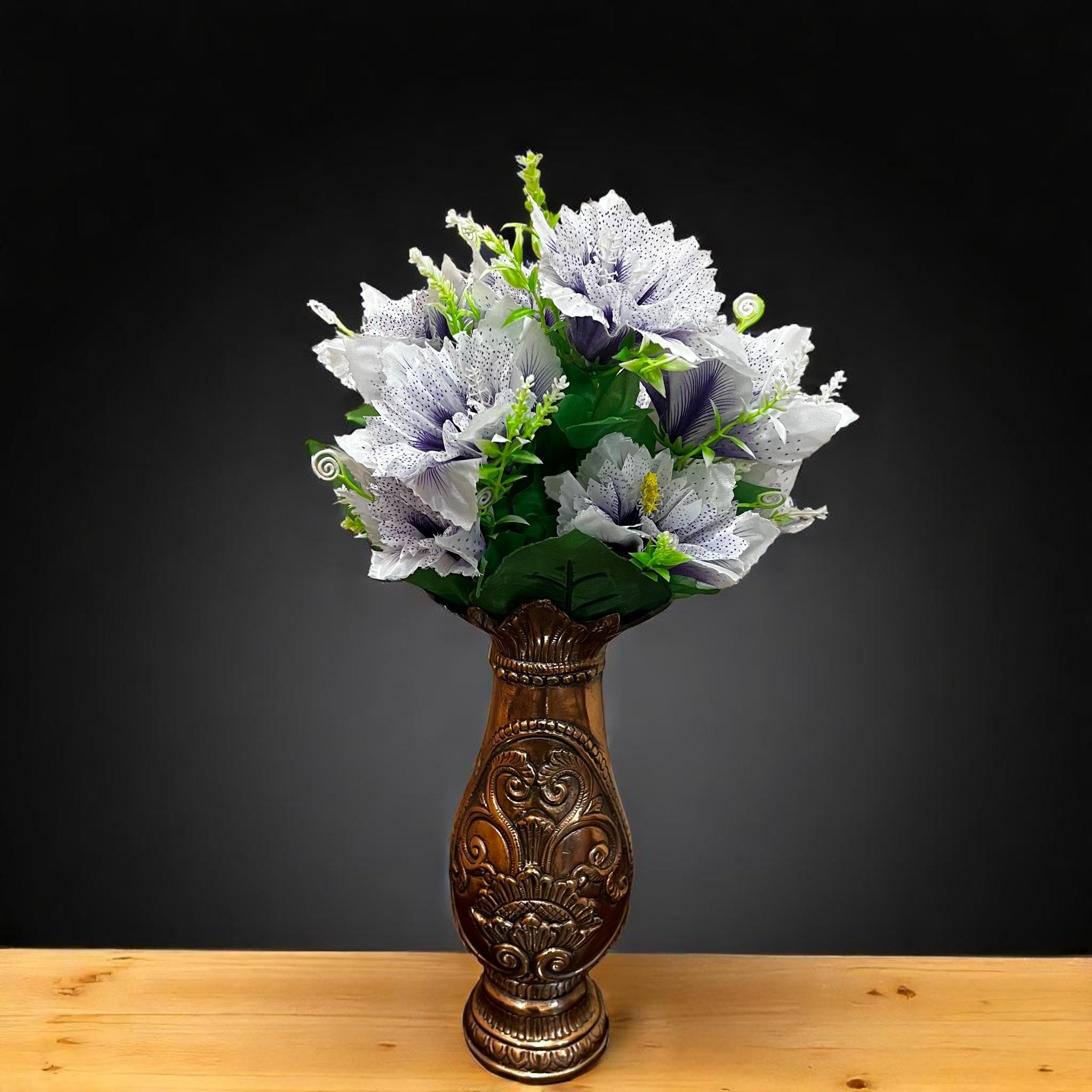 Artificial Flower Bouquets | Fake Flowers Bunch - For Vase, Pot, Home, Balcony, Office Corner, Living Room - 18 Inch - Apkamart #Colour_Purple