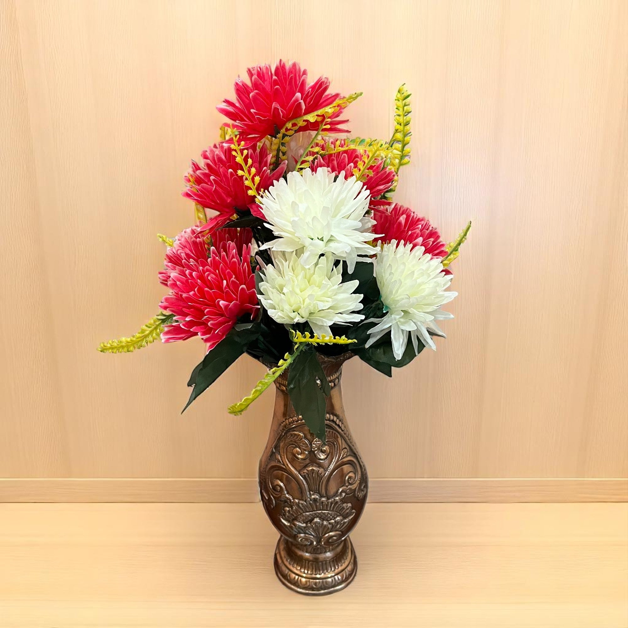 Artificial Marigold Flowers Bunches for Vase Pot | Faux Flowers Stem - for Home Decor Living Room Side Table Centerpiece - 16 Inch - Apkamart #Style_Design 2