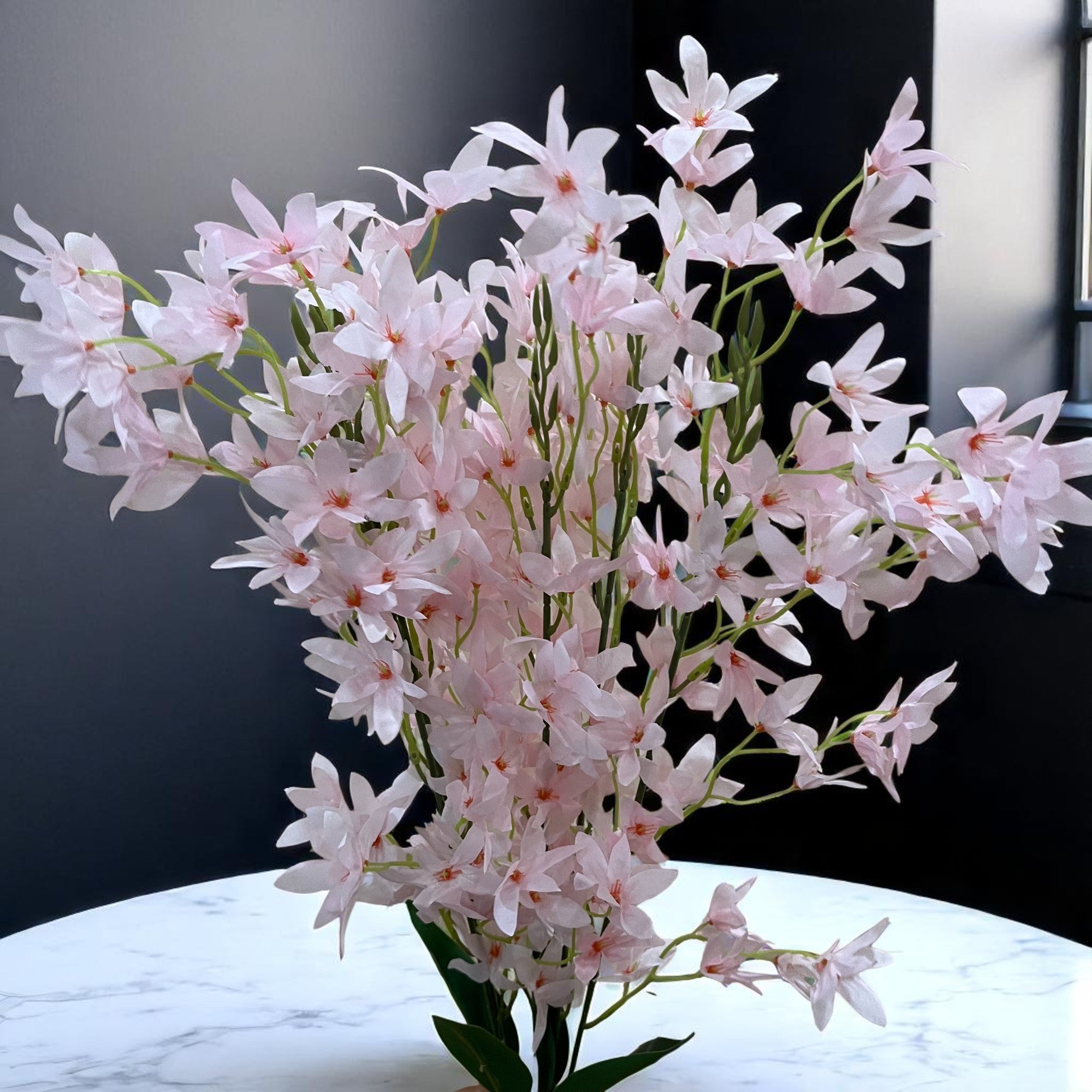 Artificial Orchids Flower Bouquets | Fake Flowers Bunch - For Vase, Pot, Home, Bedroom, Balcony, Office Corner, Living Room - 28 Inch - Apkamart #Colour_Pink