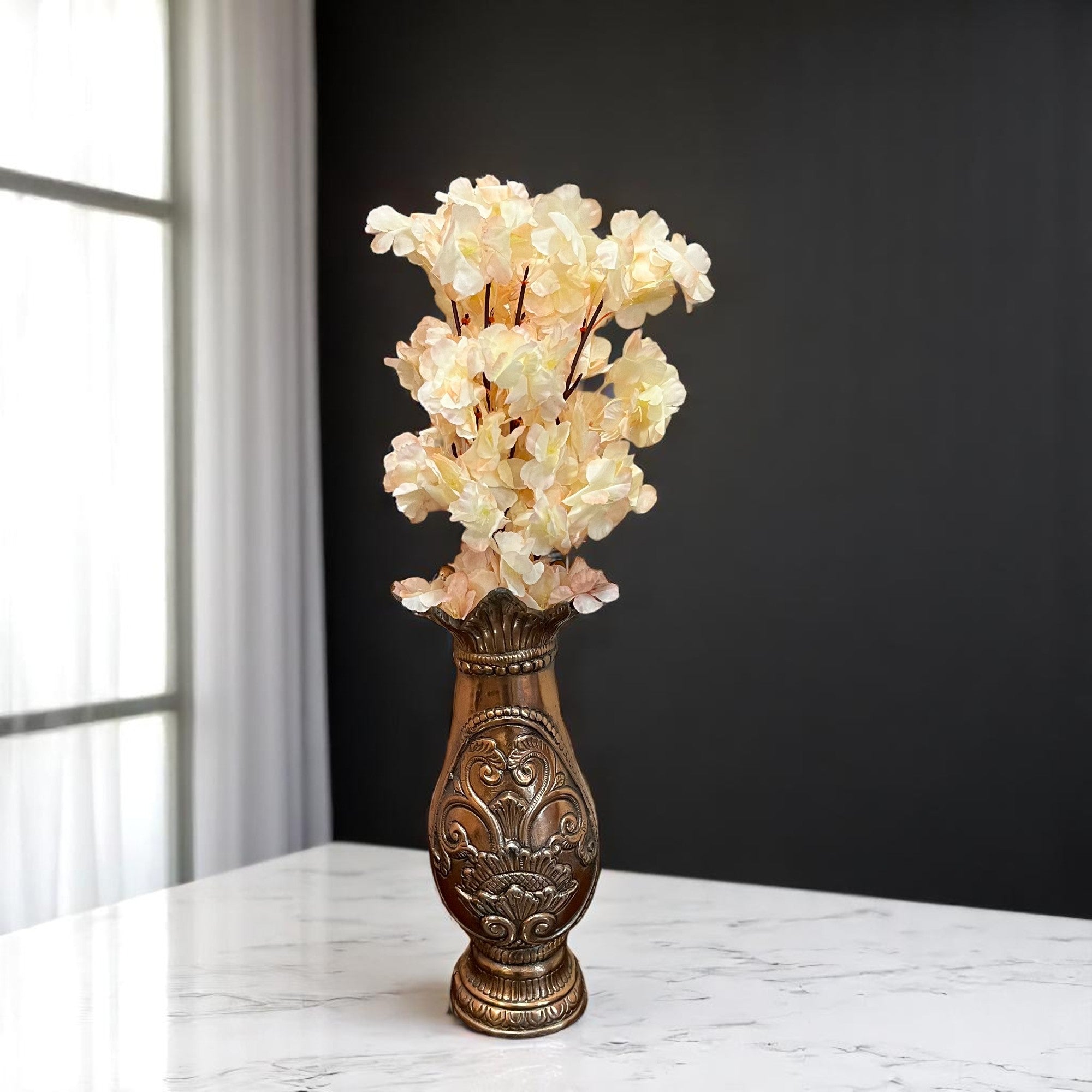 Artificial Flower Bouquets - Cherry Blossom | Faux Flowers Sticks / Bunch - for Table Vase, Home Decor, Living Room, Side Table Centerpiece - 21 Inch - Apkamart #Style_Design 2