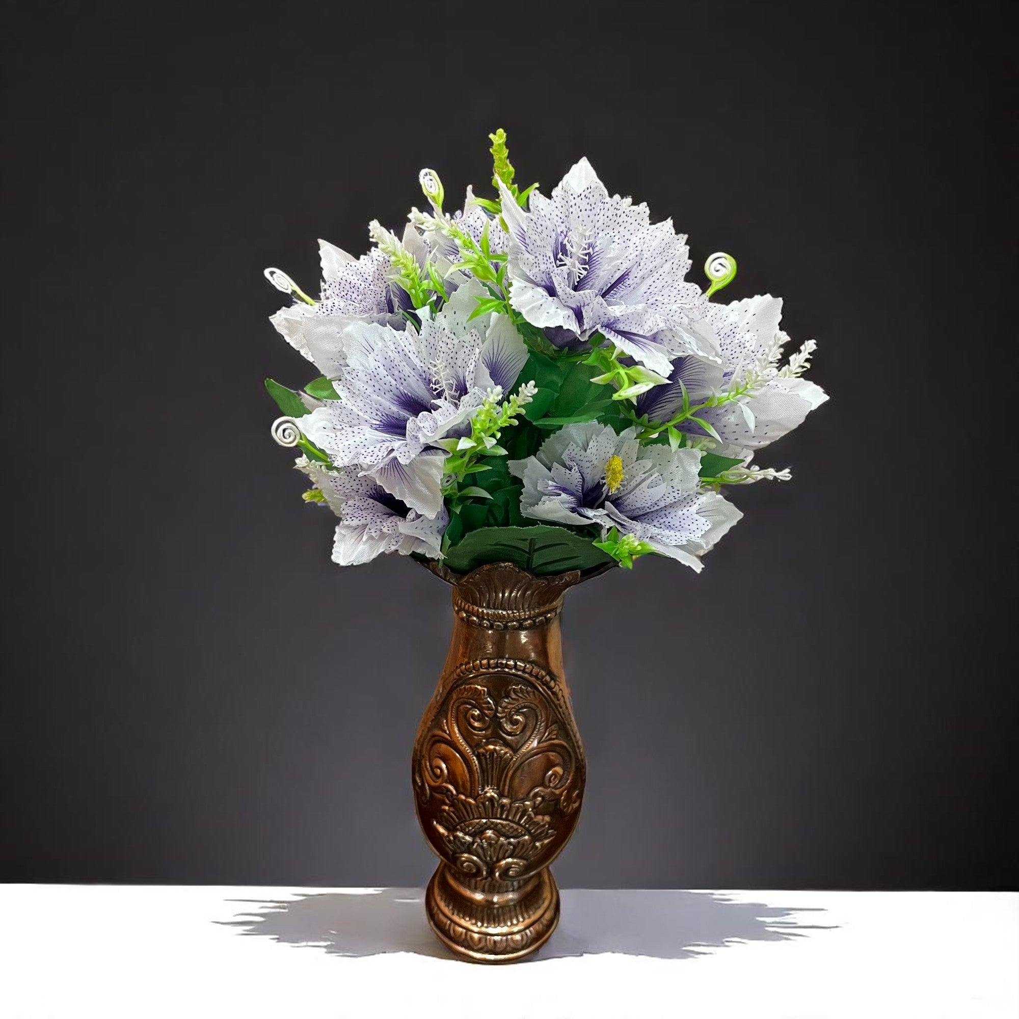 Artificial Flower Bouquets | Fake Flowers Bunch - For Vase, Pot, Home, Balcony, Office Corner, Living Room - 18 Inch - Apkamart #Colour_Purple