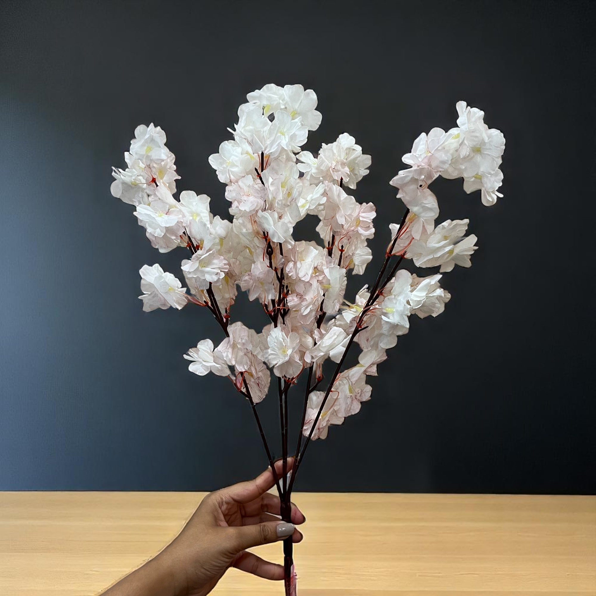 Artificial Flower Bouquets - Cherry Blossom | Faux Flowers Sticks / Bunch - for Table Vase, Home Decor, Living Room, Side Table Centerpiece - 21 Inch - Apkamart #Style_Design 1