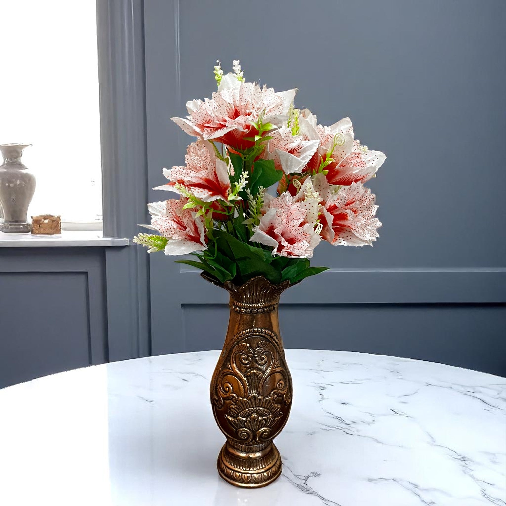 Artificial Flower Bouquets | Faux Flowers Bunch - for Table Vase, Pot, Home Decor, Living Room, Side Table Centerpiece - 18 Inch - Apkamart #Colour_Pink