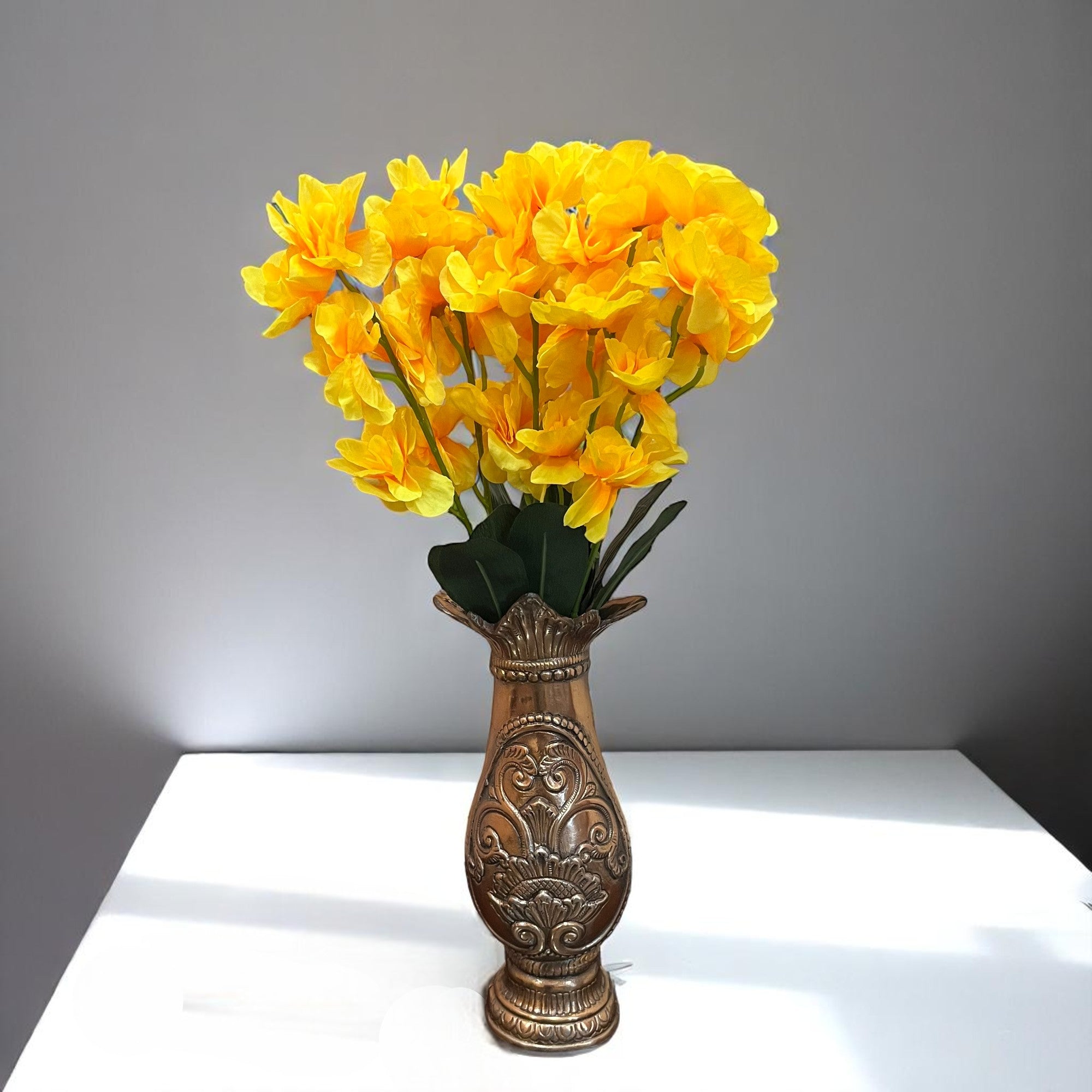 Artificial Orchids Flower Bouquets | Fake Flowers Bunch - For Vase, Pot, Home, Bedroom, Balcony, Office Corner, Living Room - 22 Inch - Apkamart #Colour_Yellow