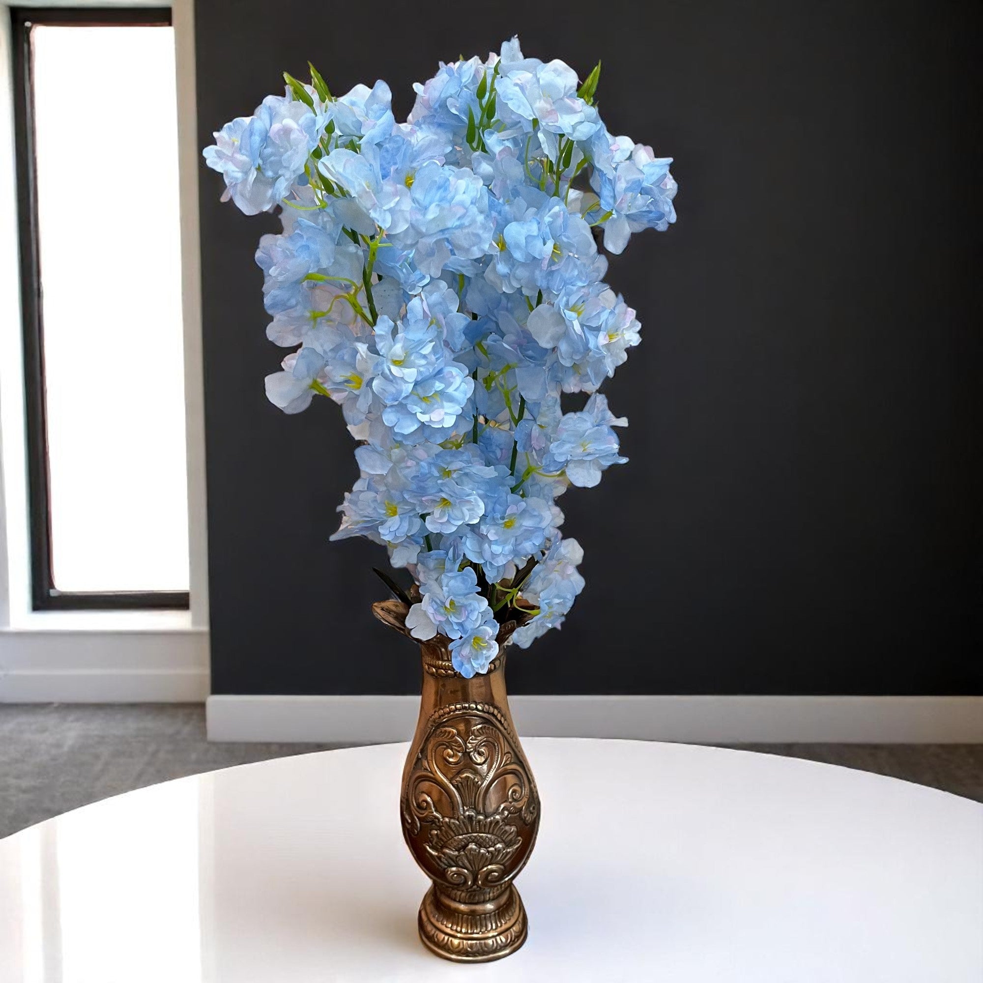 Artificial Flower Orchids Bouquets | Faux Flowers Bunch - for Table Vase, Pot, Home Decor, Living Room, Side Table Centerpiece - 26 Inch - Apkamart #Colour_Blue
