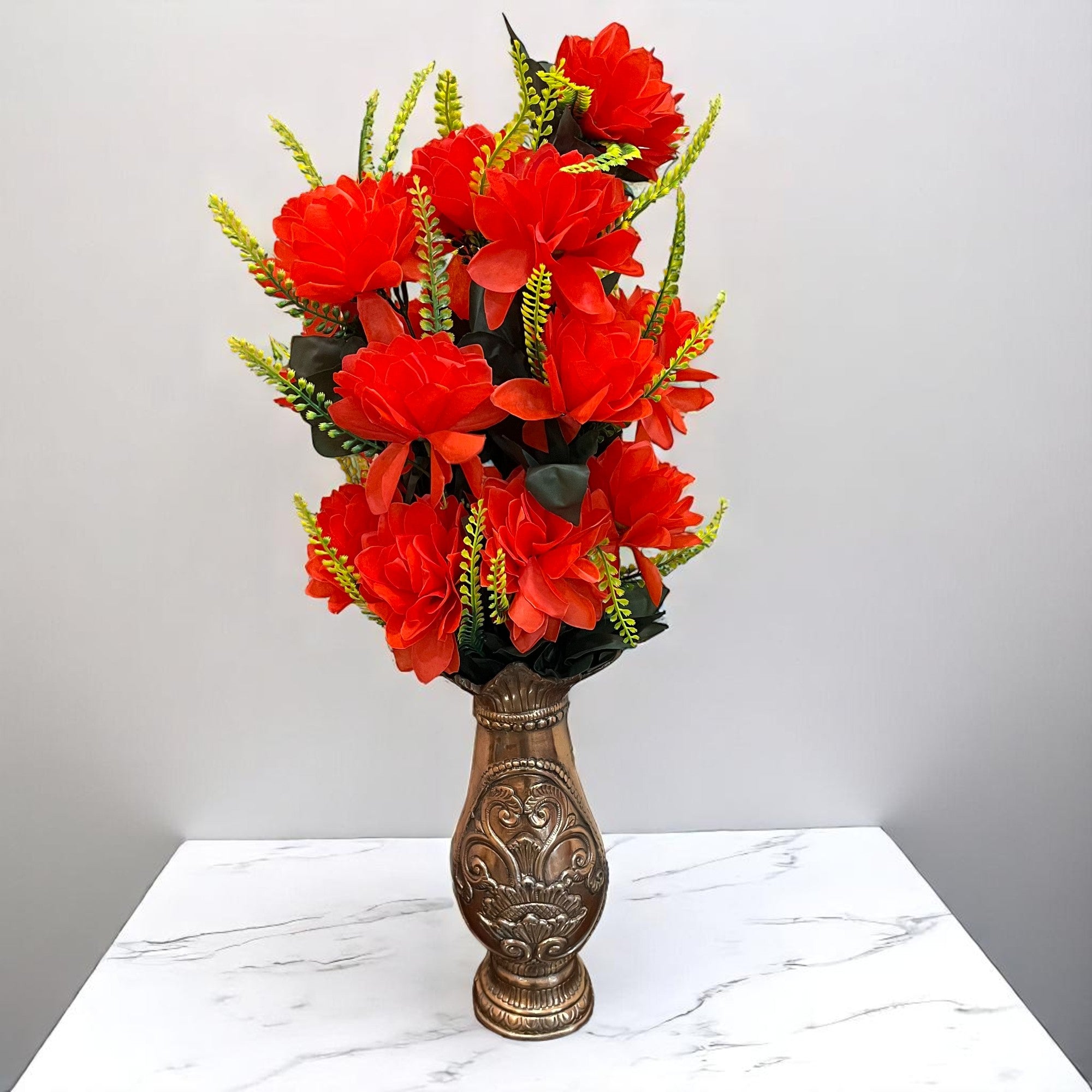 Artificial Flowers Bunches for Vase Pot | Faux Flowers Sticks - for Home Decor Living Room Side Table Centerpiece - 27 Inch - Apkamart #Colour_Red