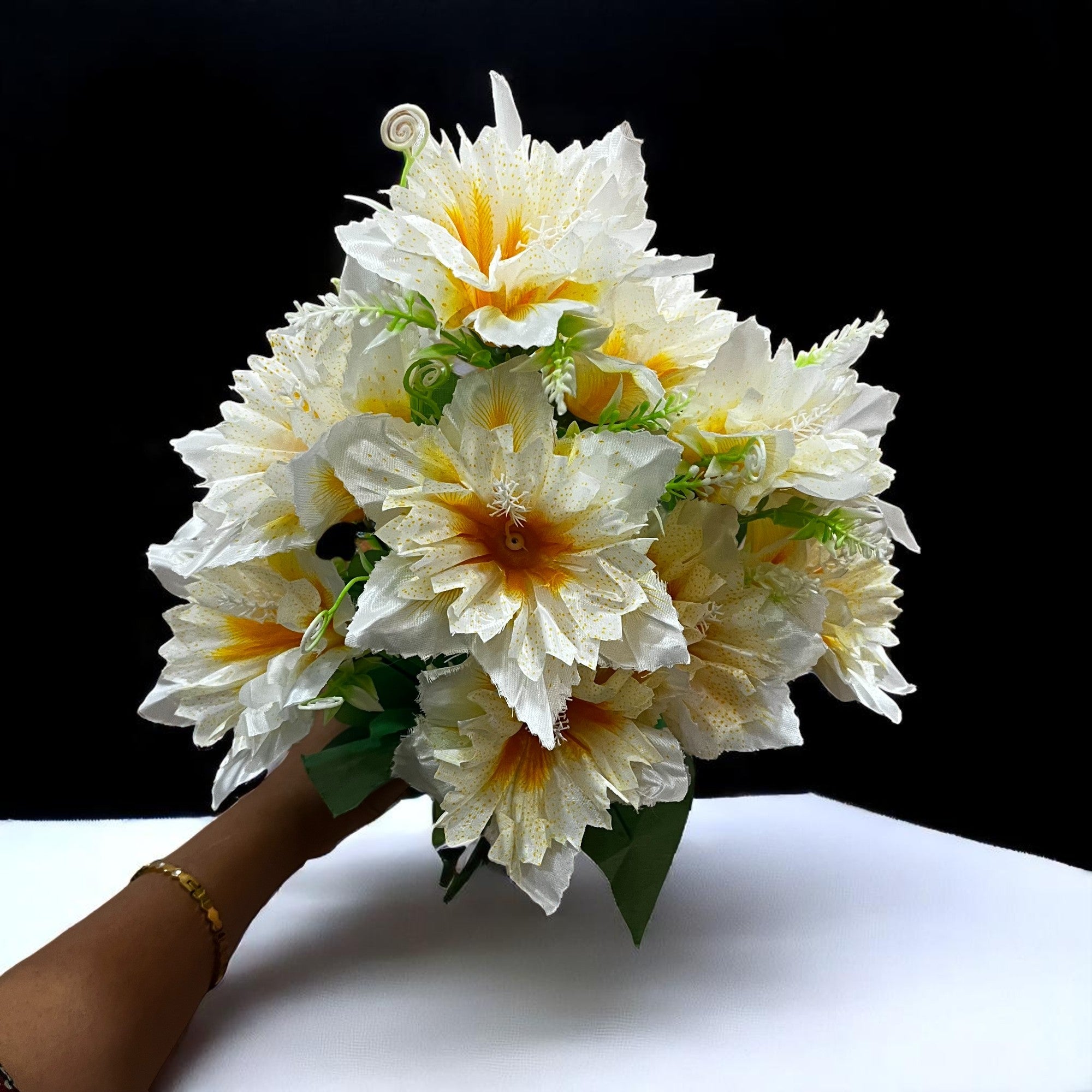 Artificial Flower Bouquets | Faux Flowers Bunch - for Table Vase, Pot, Home Decor, Living Room, Side Table Centerpiece - 18 Inch - Apkamart #Colour_White