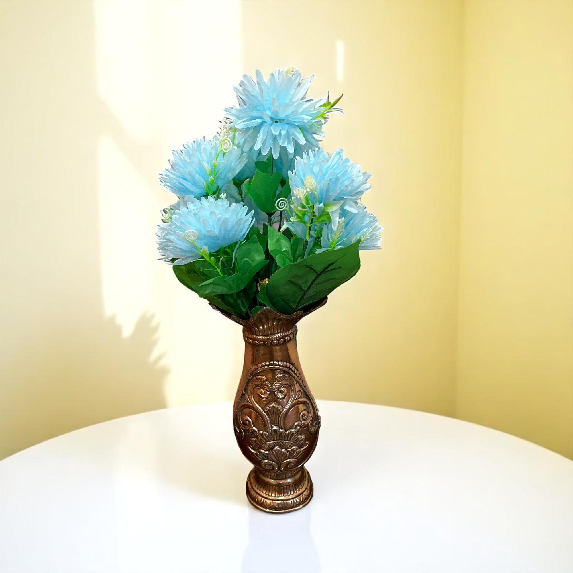Artificial Flower Dahlia | Fake Flowers Bunch Dahalia - For Vase, Pot, Home, Bedroom, Balcony, Office Corner, Living Room - 18 Inch - Apkamart #Colour_Blue