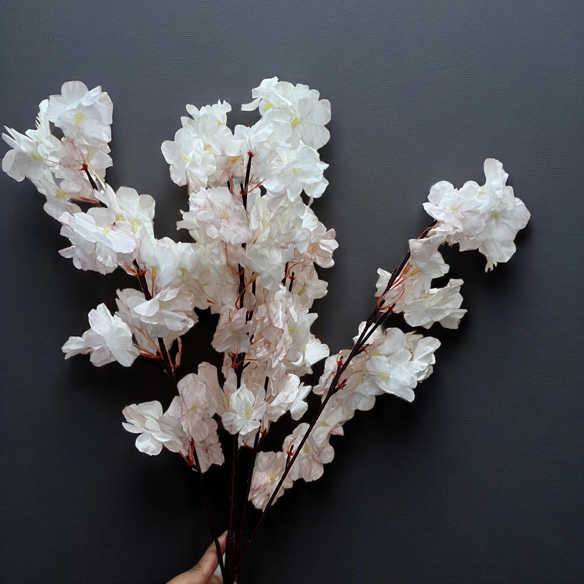 Artificial Flower Bouquets - Cherry Blossom | Faux Flowers Sticks / Bunch - for Table Vase, Home Decor, Living Room, Side Table Centerpiece - 21 Inch - Apkamart #Style_Design 1