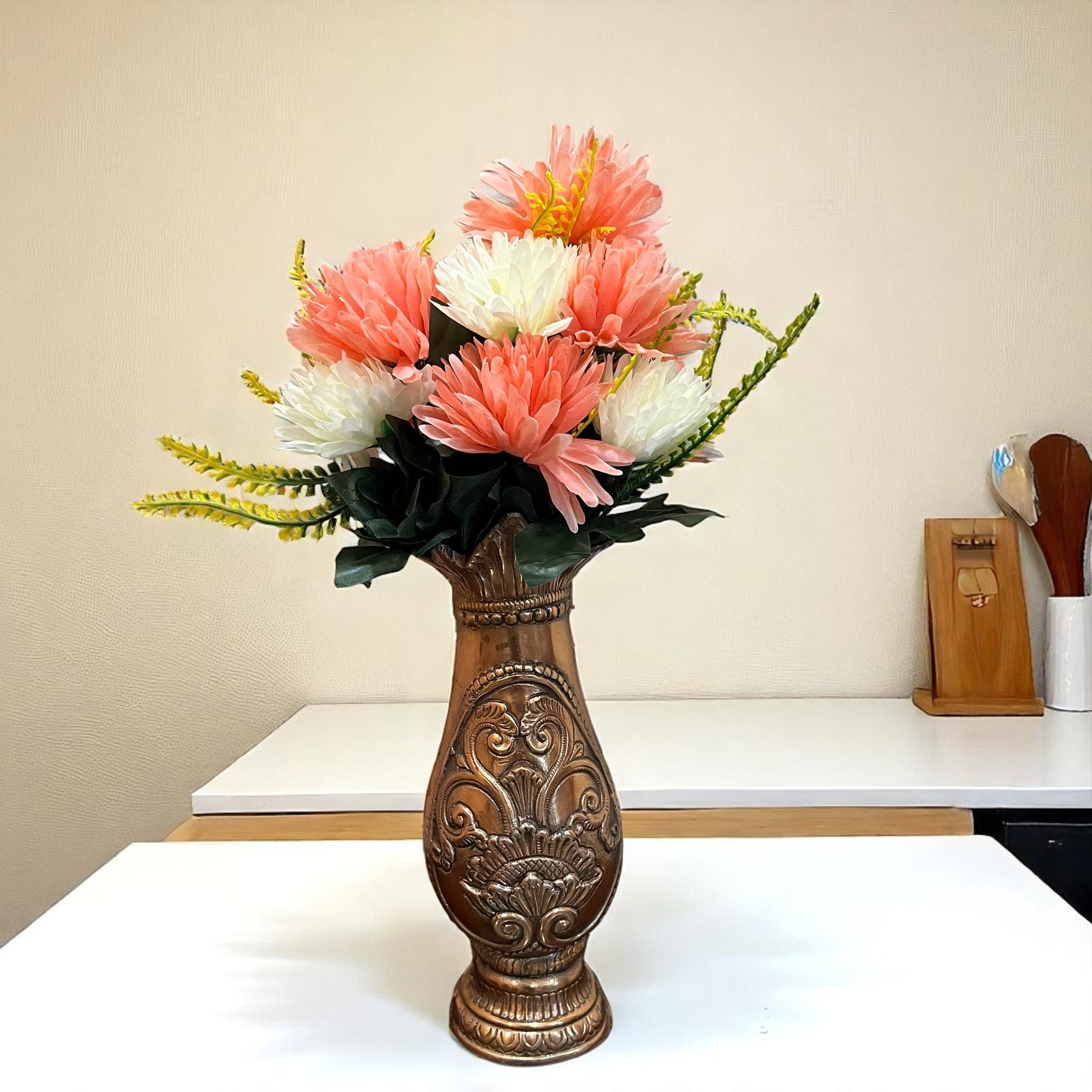 Artificial Marigold Flowers Bunches for Vase Pot | Faux Flowers Stem - for Home Decor Living Room Side Table Centerpiece - 16 Inch - Apkamart #Style_Design 1