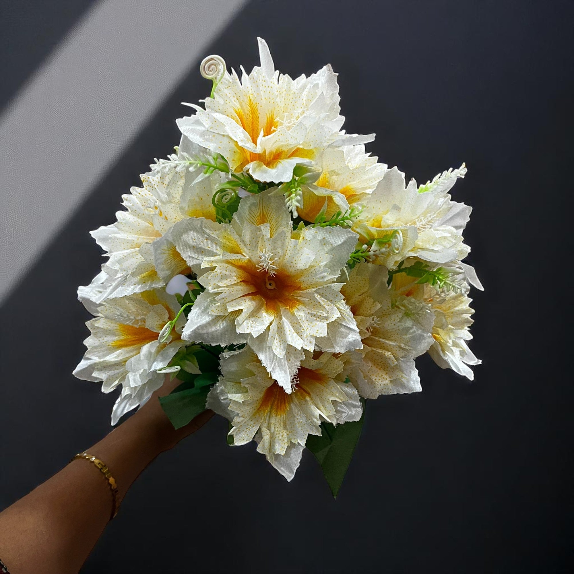 Artificial Flower Bouquets | Faux Flowers Bunch - for Table Vase, Pot, Home Decor, Living Room, Side Table Centerpiece - 18 Inch - Apkamart #Colour_White