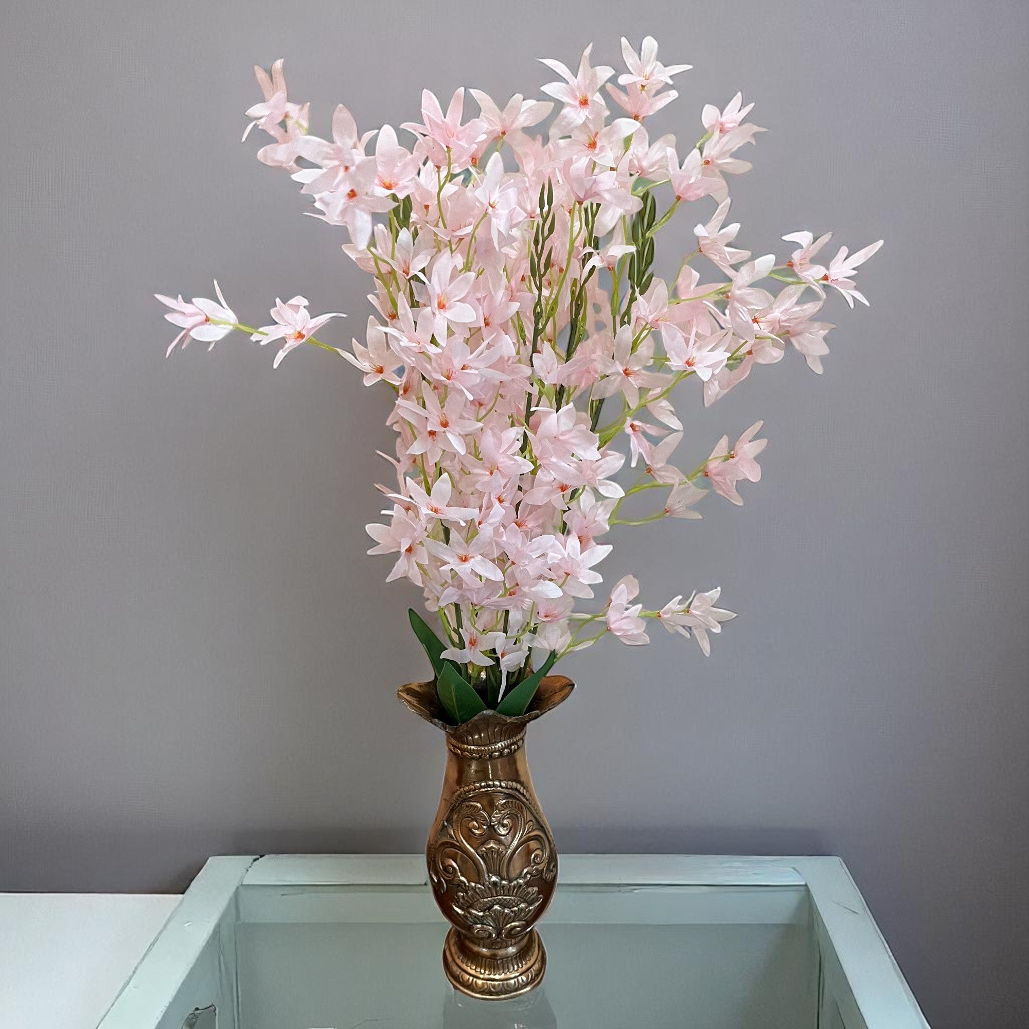 Artificial Orchids Flower Bouquets | Fake Flowers Bunch - For Vase, Pot, Home, Bedroom, Balcony, Office Corner, Living Room - 28 Inch - Apkamart #Colour_Pink