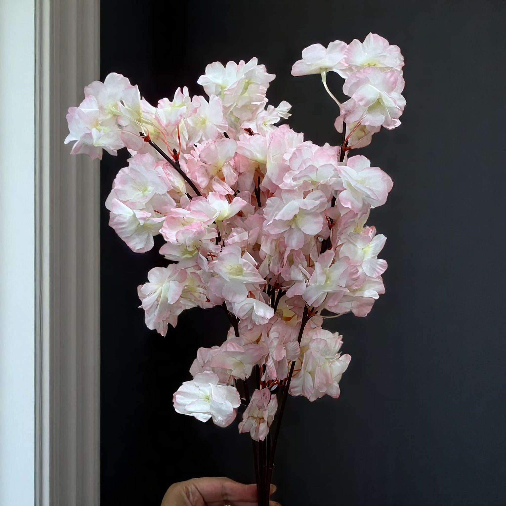 Artificial Flower Cherry Blossom Bouquets | Faux Flowers Bunch - for Table Vase, Pot, Home Decor, Living Room, Side Table Centerpiece - 21 Inch - Apkamart #Style_Design 1