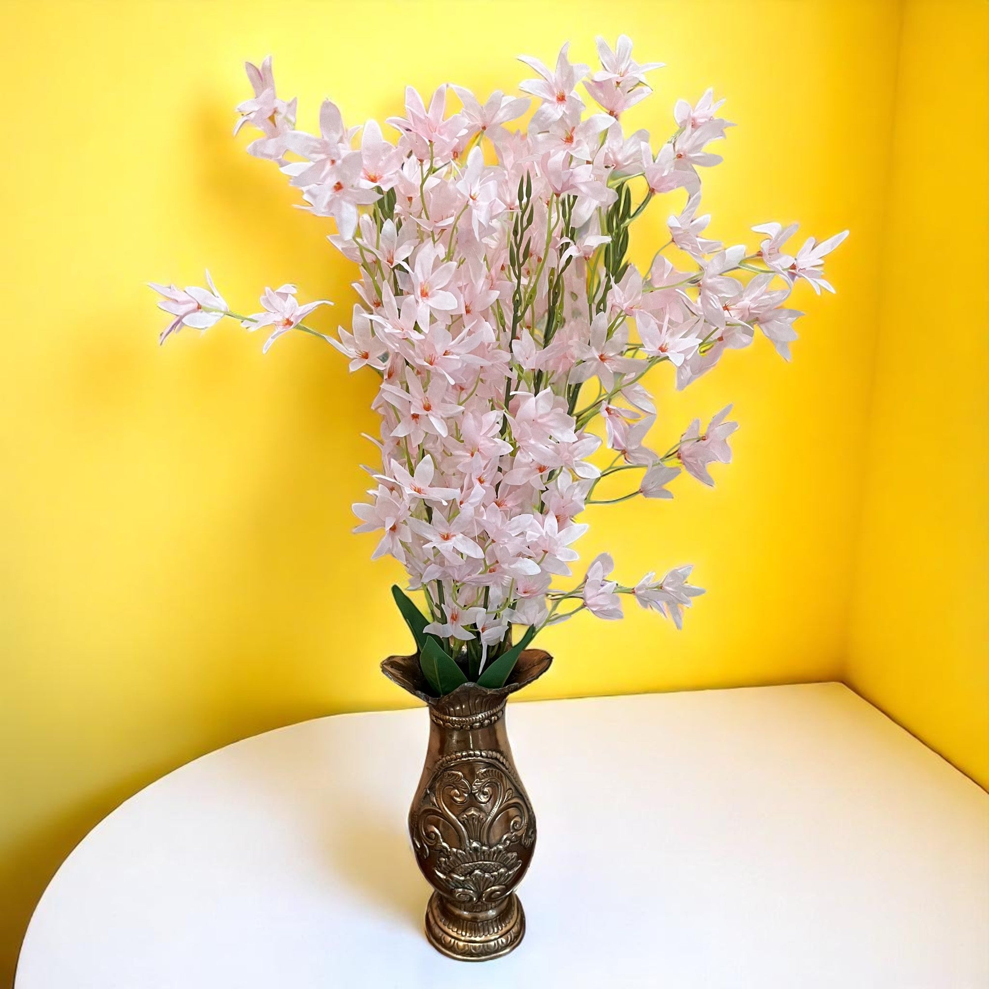 Artificial Orchids Flower Bouquets | Fake Flowers Bunch - For Vase, Pot, Home, Bedroom, Balcony, Office Corner, Living Room - 28 Inch - Apkamart #Colour_Pink