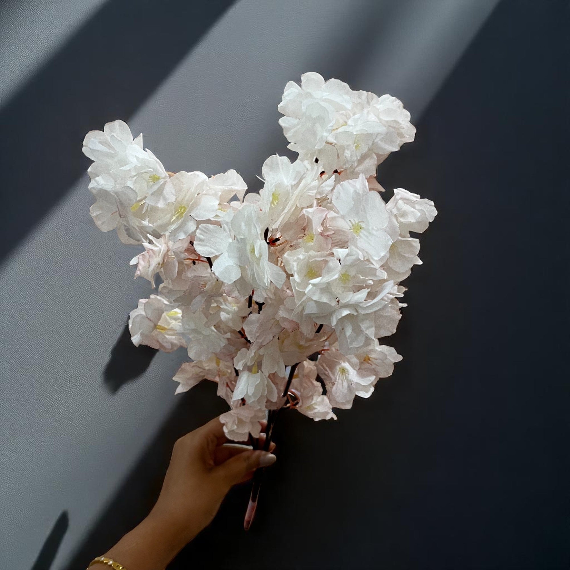 Artificial Flower Bouquets - Cherry Blossom | Faux Flowers Sticks / Bunch - for Table Vase, Home Decor, Living Room, Side Table Centerpiece - 21 Inch - Apkamart #Style_Design 1