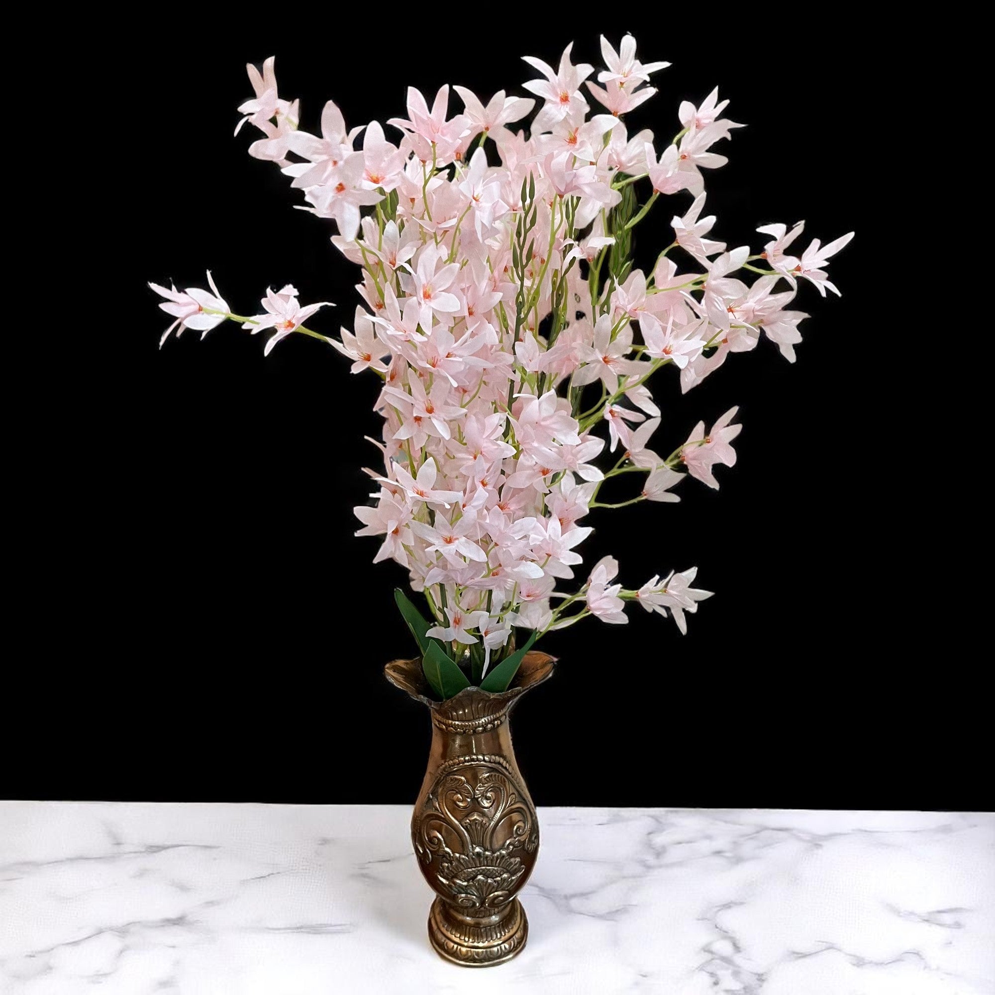 Artificial Orchids Flower Bouquets | Fake Flowers Bunch - For Vase, Pot, Home, Bedroom, Balcony, Office Corner, Living Room - 28 Inch - Apkamart #Colour_Pink