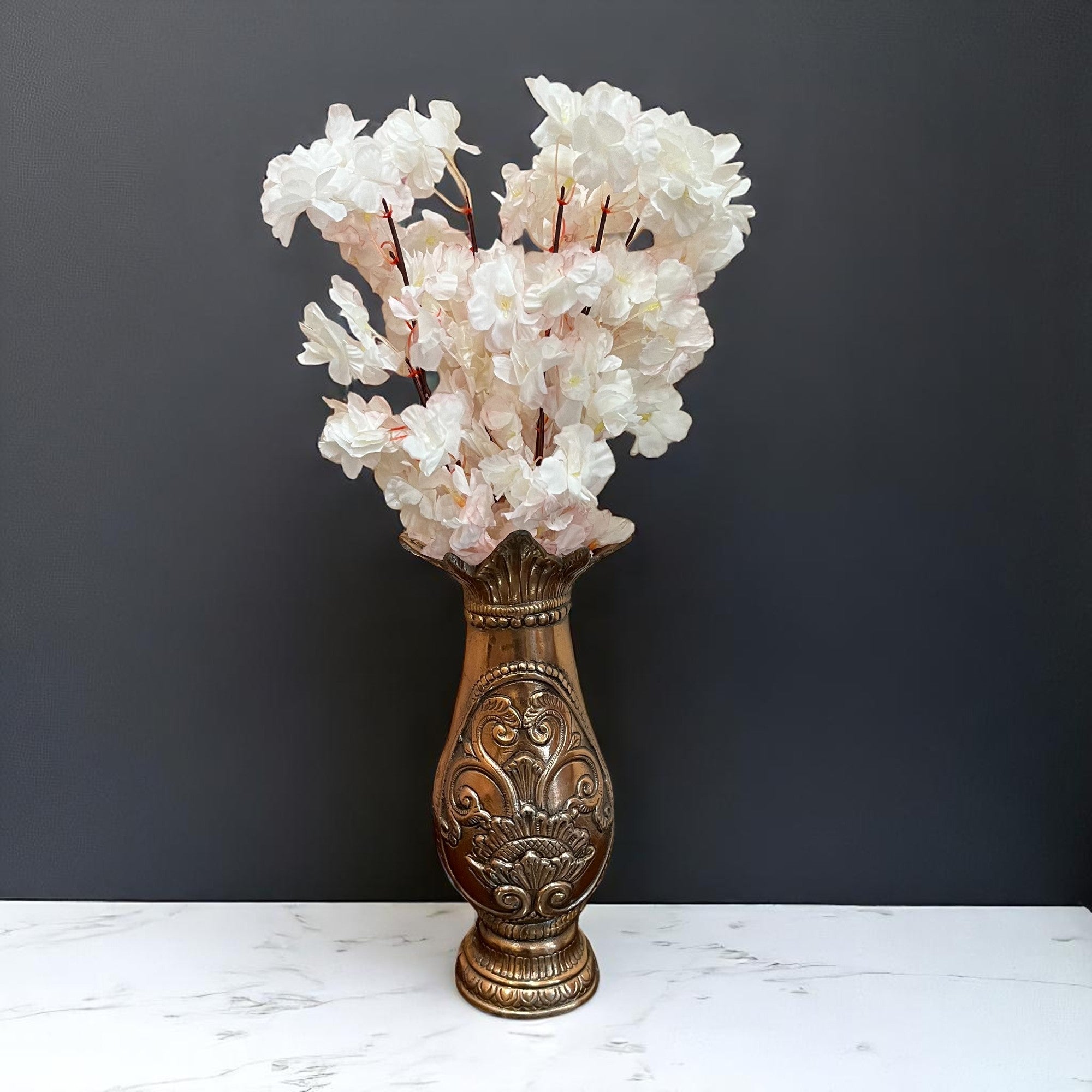Artificial Flower Bouquets - Cherry Blossom | Faux Flowers Sticks / Bunch - for Table Vase, Home Decor, Living Room, Side Table Centerpiece - 21 Inch - Apkamart #Style_Design 1
