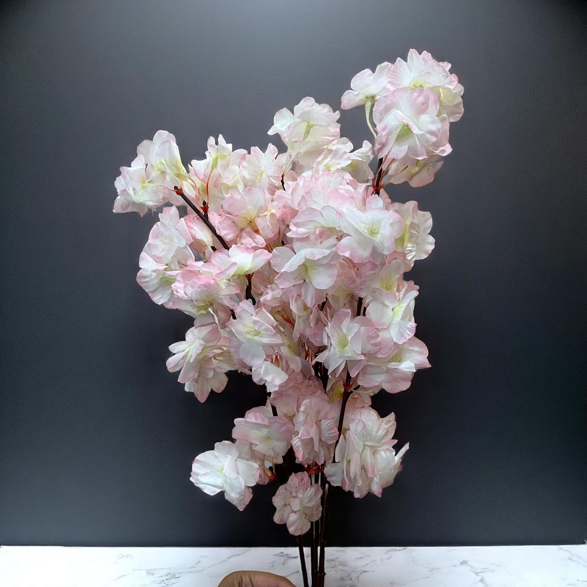 Artificial Flower Cherry Blossom Bouquets | Faux Flowers Bunch - for Table Vase, Pot, Home Decor, Living Room, Side Table Centerpiece - 21 Inch - Apkamart #Style_Design 1