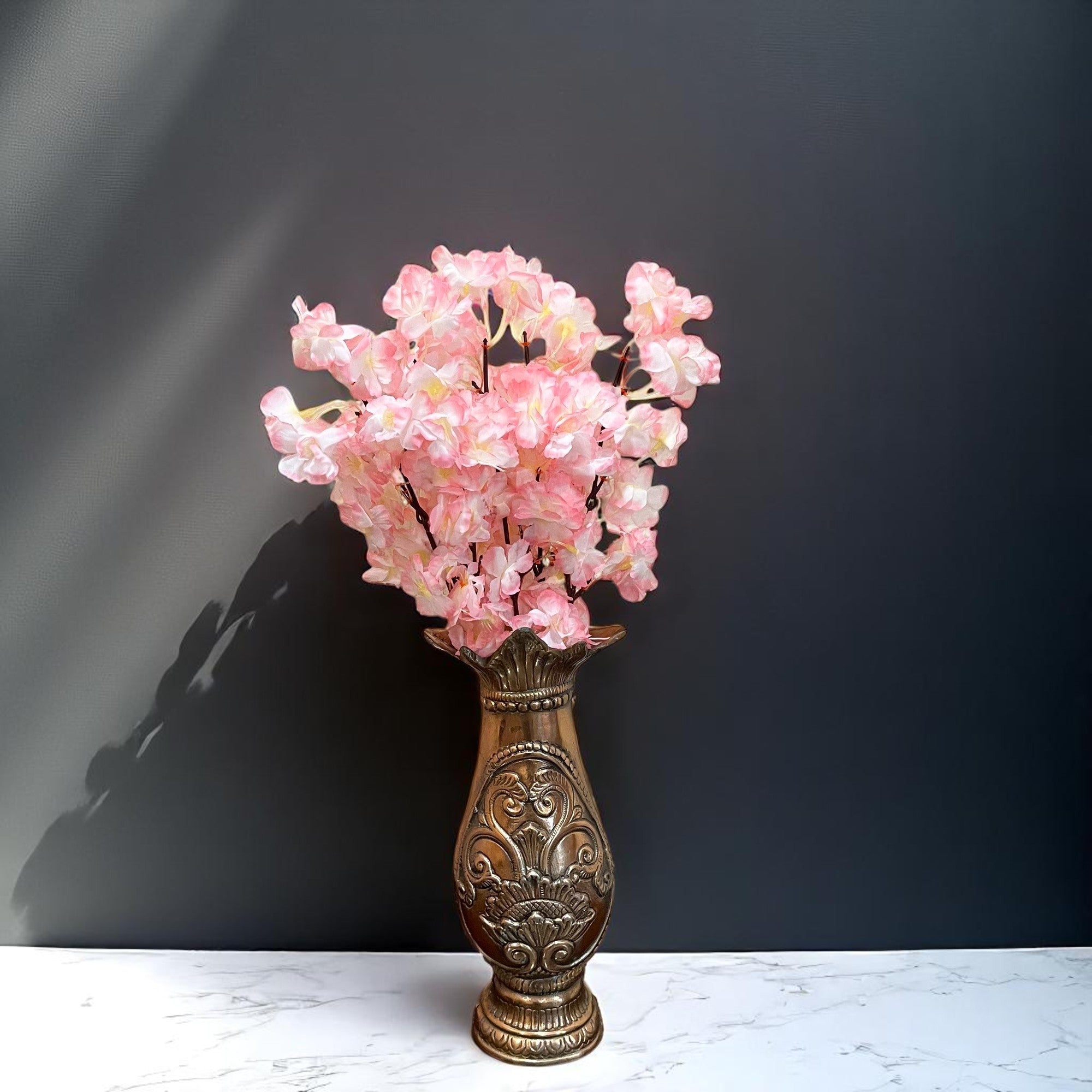 Artificial Flower Cherry Blossom Bouquets | Faux Flowers Bunch - for Table Vase, Pot, Home Decor, Living Room, Side Table Centerpiece - 21 Inch - Apkamart #Style_Design 2