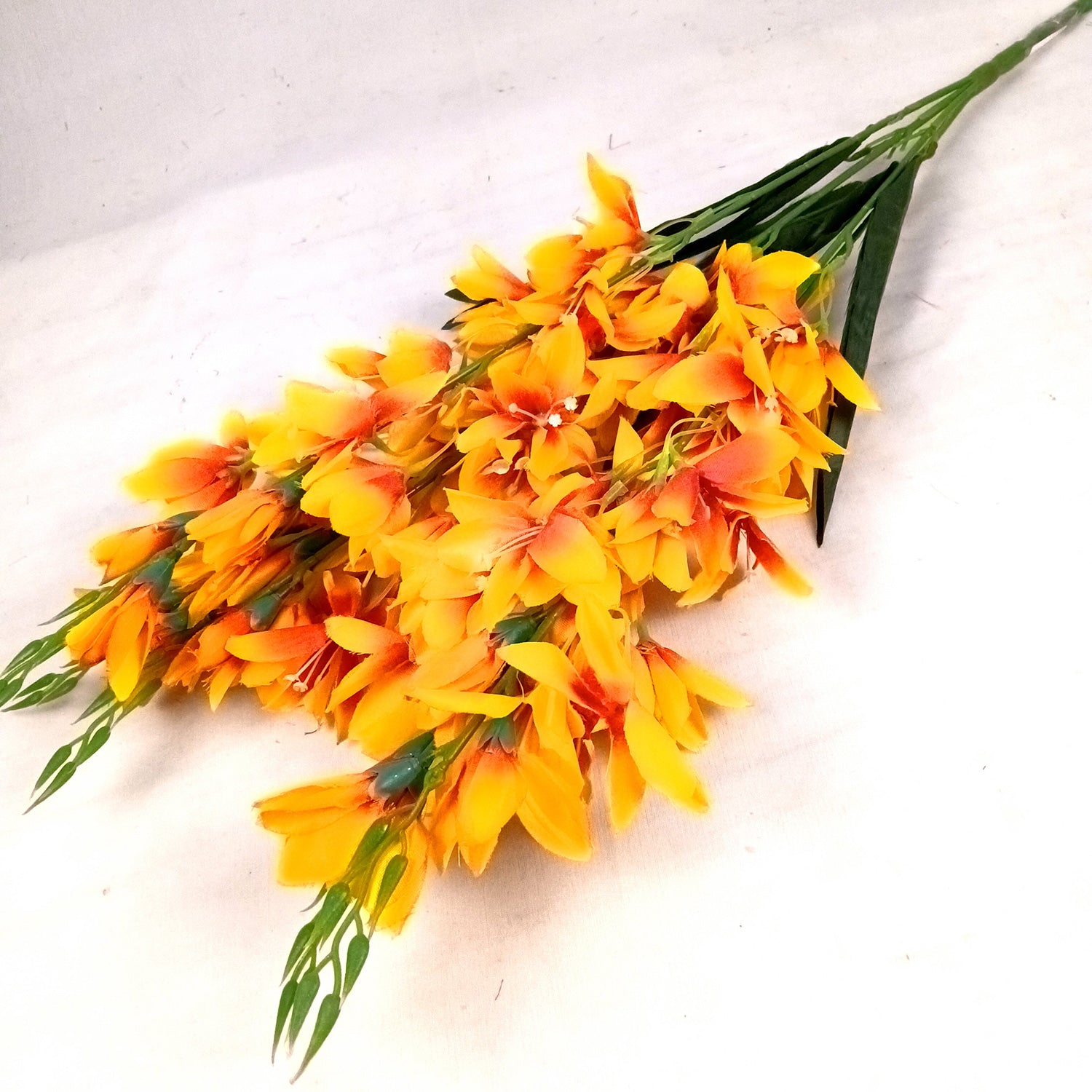 Artificial Flowers Gladiolus Bunches for Vase Pot | Faux Flowers Stem - for Home Decor Living Room Side Table Centerpiece - 26 Inch - Apkamart #Colour_Yellow