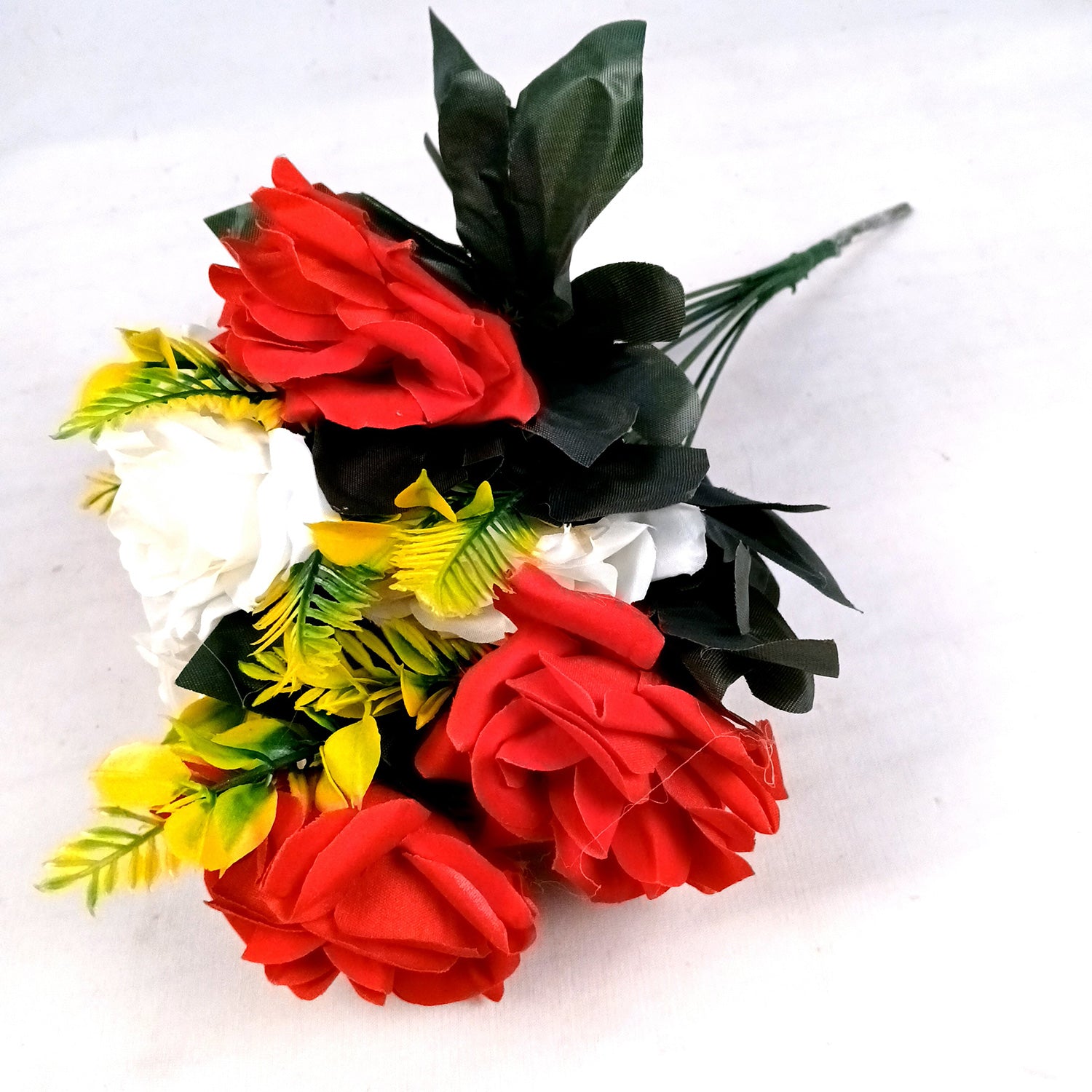 Artificial Flowers Rose | Faux Gulab Flowers Bunch - for Home Decor, Living Room, Centerpiece - 16 Inch - Apkamart