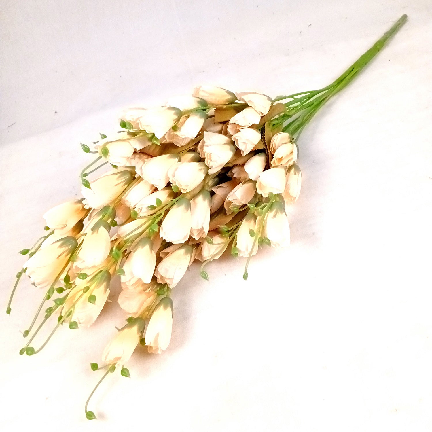 Artificial Flowers | Faux Tulips Flowers Bunch - for Home Decor, Office Corner, Living Room, Side Table, Centerpiece - 27 Inch - Apkamart #Colour_Cream