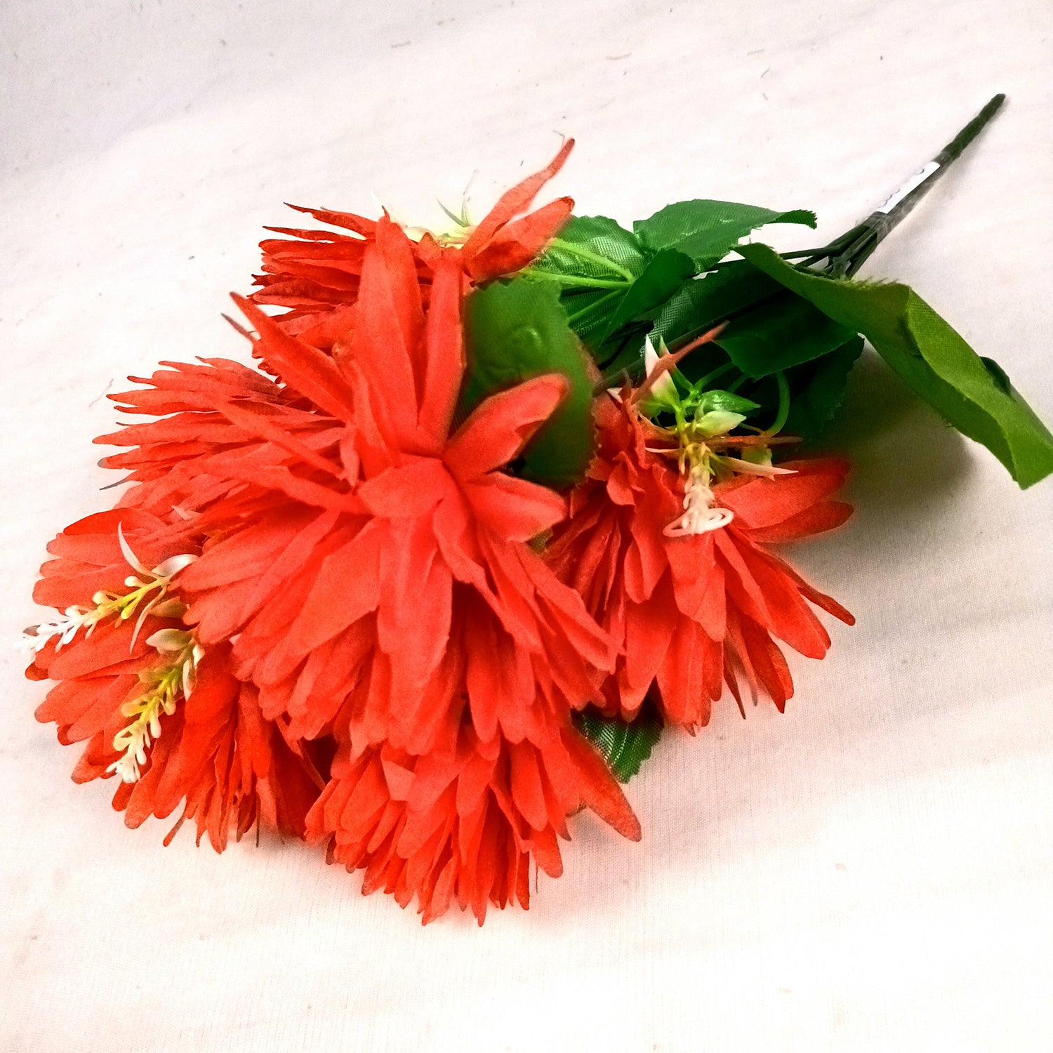 Artificial Flowers Dahlia Bunches for Vase Pot | Faux Flowers Stick - for Home Decor, Living Room, Wedding & Party Decoration  (Vase Not Included) - 15 Inch - Apkamart #Colour_Red