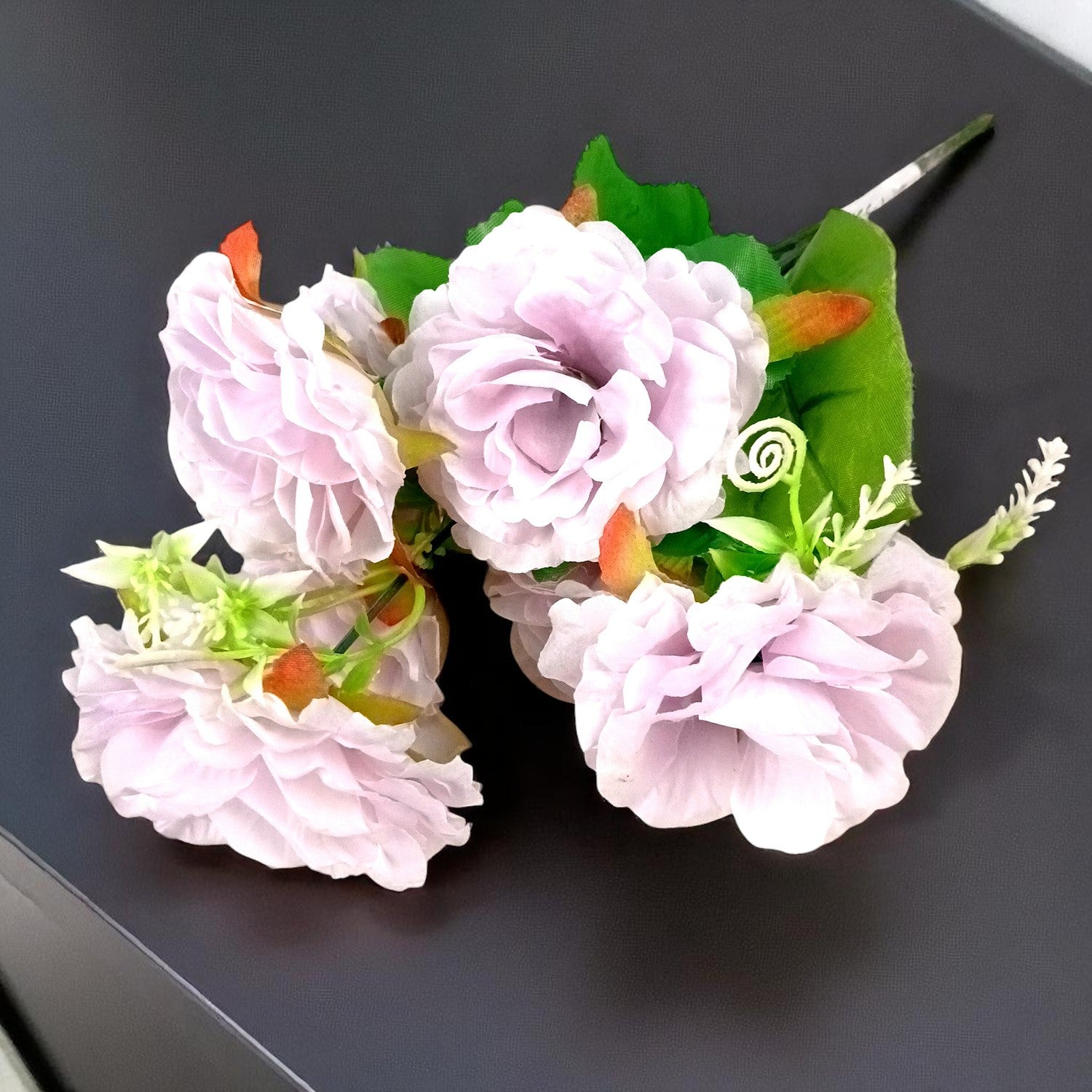 Artificial Flowers Rose Sticks | Faux Flowers Bunch - for Home Decor, Living Room, Wedding & Party Decoration (Vase Not Included) - 15 Inch - Apkamart #Colour_Purple