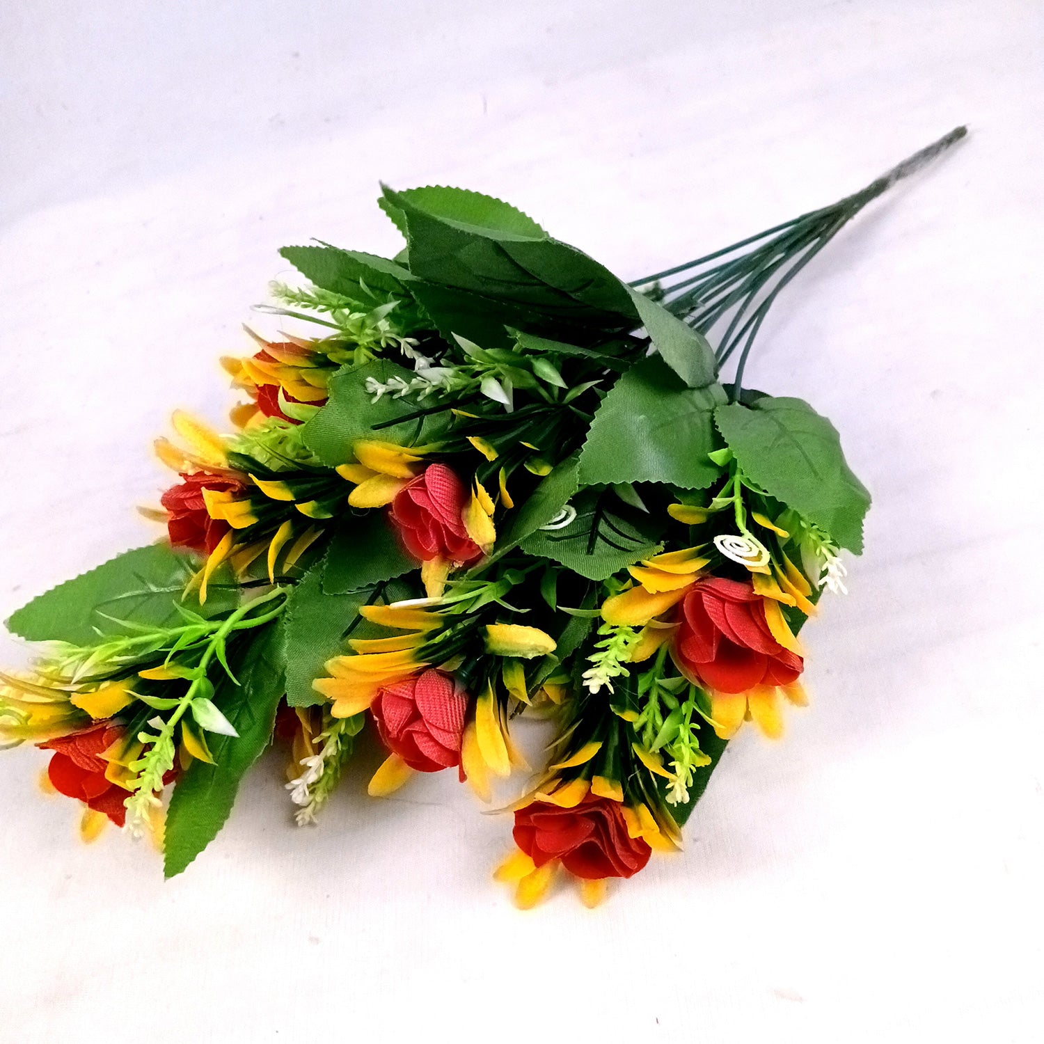 Artificial Flowers Bunches lily for Vase Pot | Faux Flowers Stem - for Home Decor Living Room Side Table Centerpiece - 18 Inch - Apkamart #Colour_Multicolor