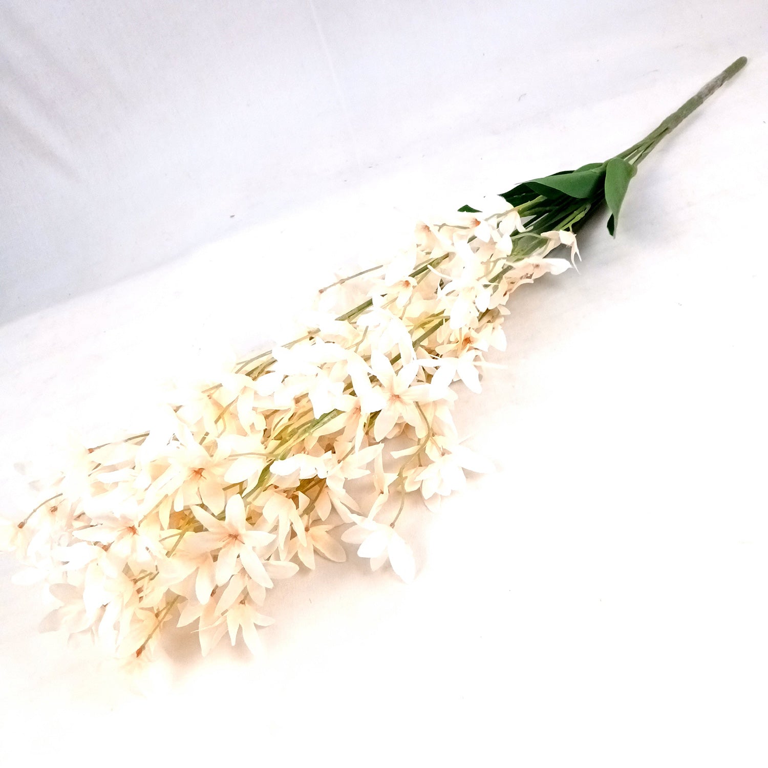 Artificial Orchids Flower Bouquets | Fake Flowers Bunch - For Vase, Pot, Home, Bedroom, Balcony, Office Corner, Living Room - 28 Inch - Apkamart #Colour_Cream