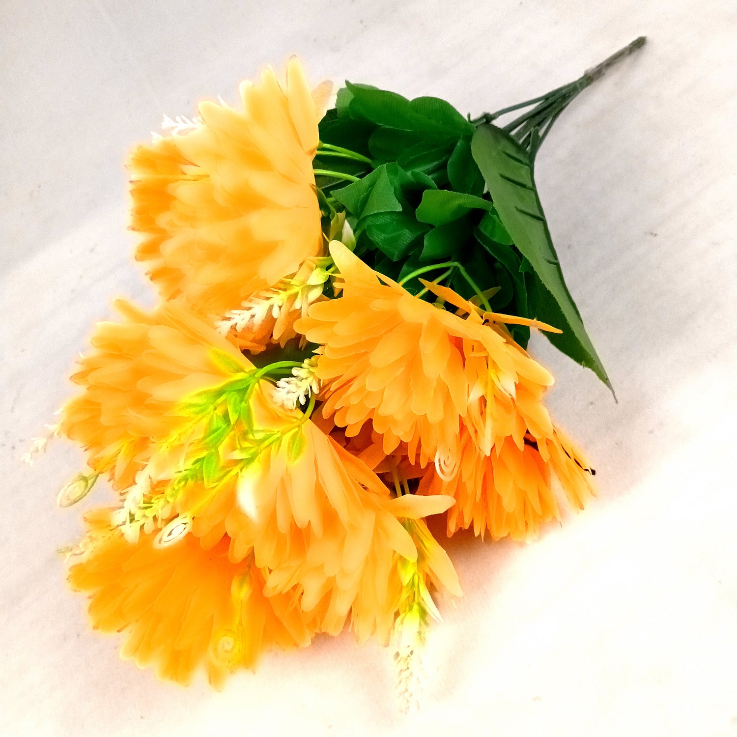 Artificial Flower Dahlia | Fake Flowers Bunch Dahalia - For Vase, Pot, Home, Bedroom, Balcony, Office Corner, Living Room - 18 Inch - Apkamart #Colour_Yellow