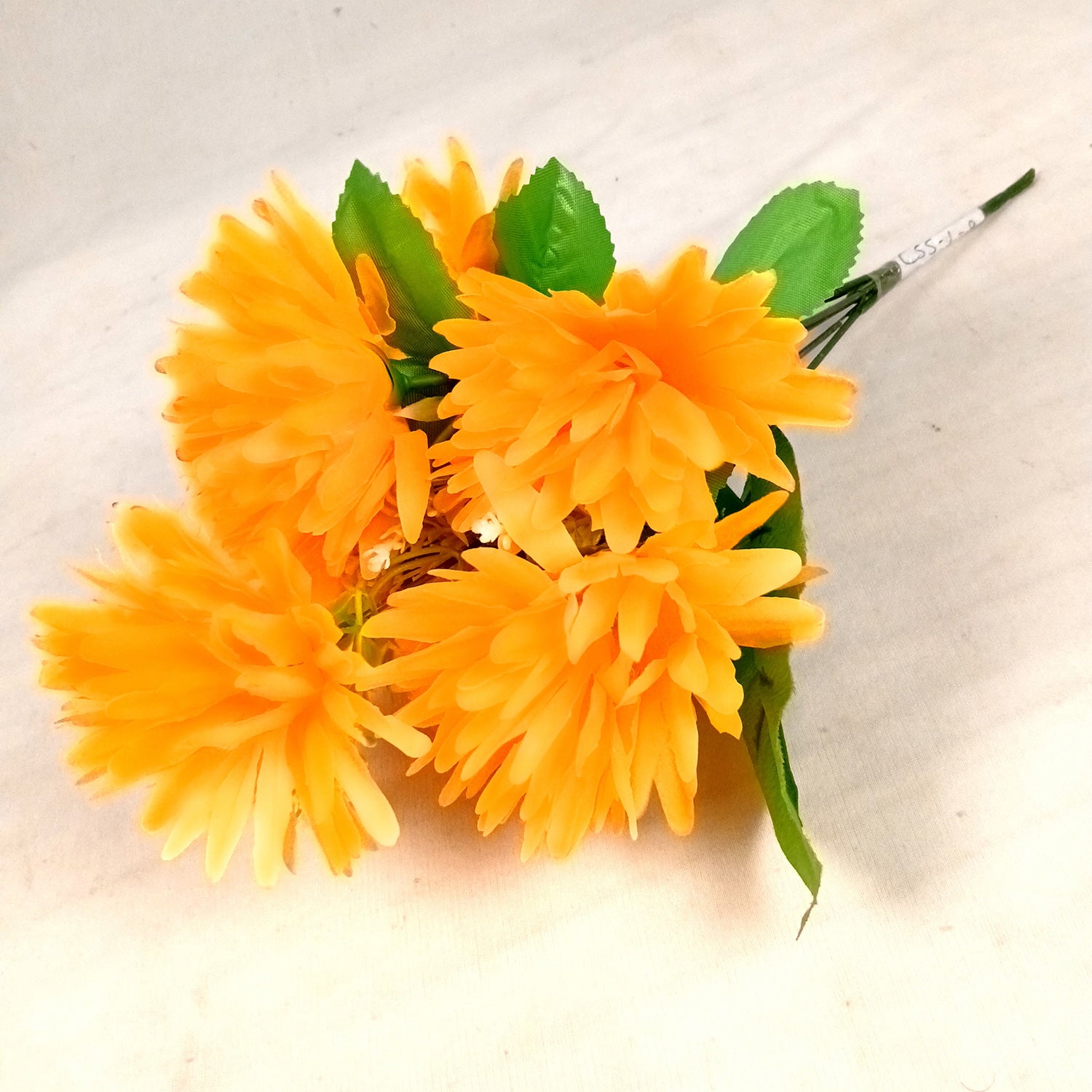 Artificial Flowers Dahlia Bunches for Vase Pot | Faux Flowers Stick - for Home Decor, Living Room, Wedding & Party Decoration (Vase Not Included) - 15 Inch - Apkamart #Colour_Orange