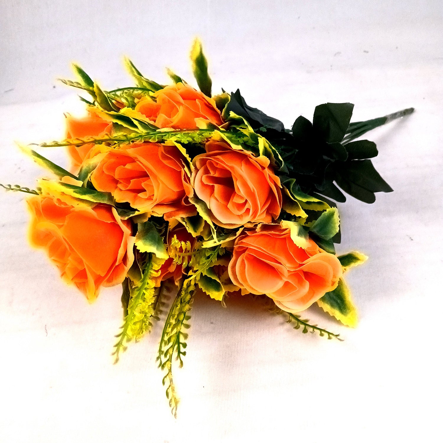 Artificial Flower Bouquet | Rose Fake Flowers Bunch - For Vase, Pot, Home, Bedroom, Balcony, Office Corner, Living Room - 16 Inch - Apkamart #Style_Design 2