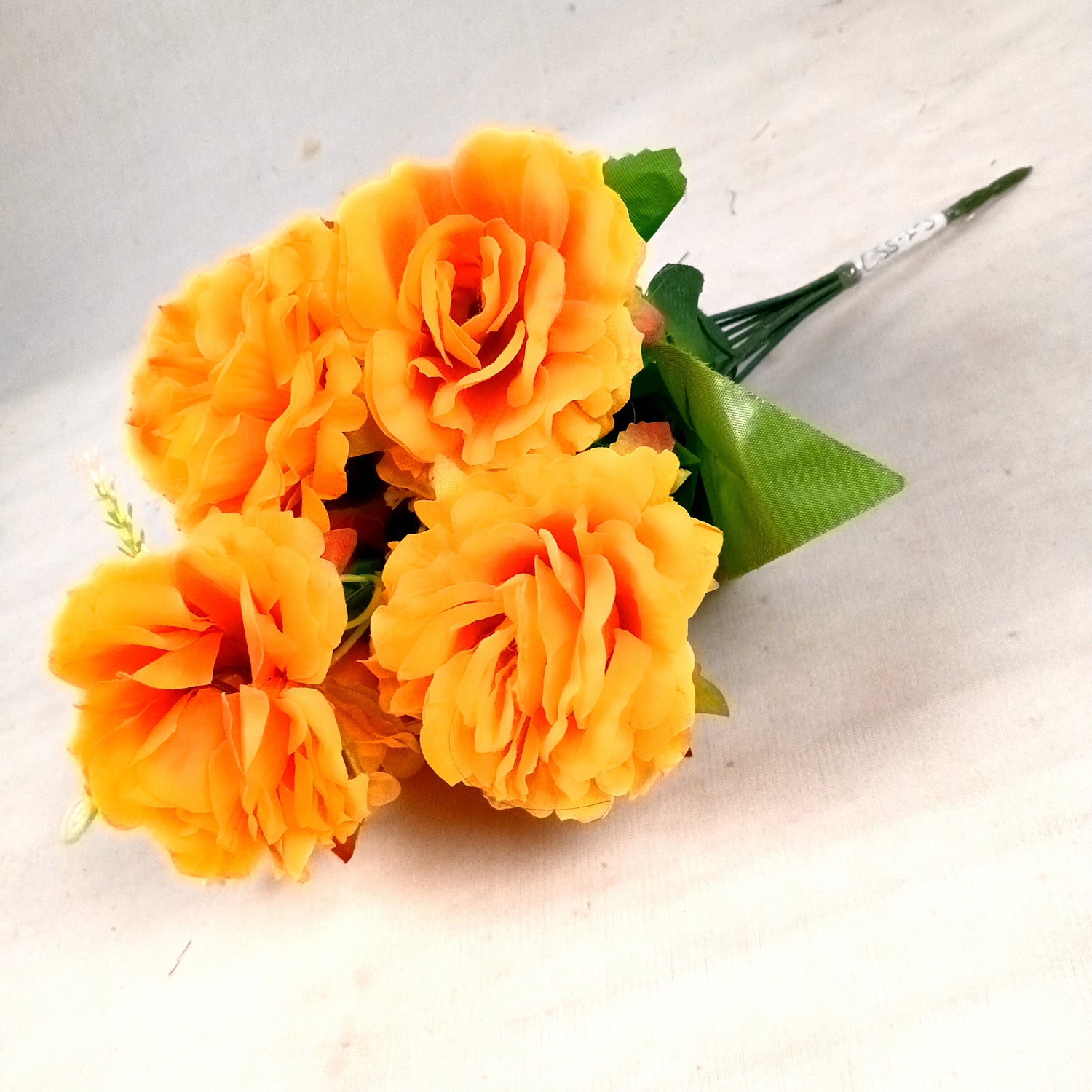 Artificial Flowers Rose Bunches for Vase Pot | Faux Flowers Stem - for Home Decor, Living Room, Office & Festivals Decoration (Vase Not Included) - 15 Inch - Apkamart #Colour_Orange