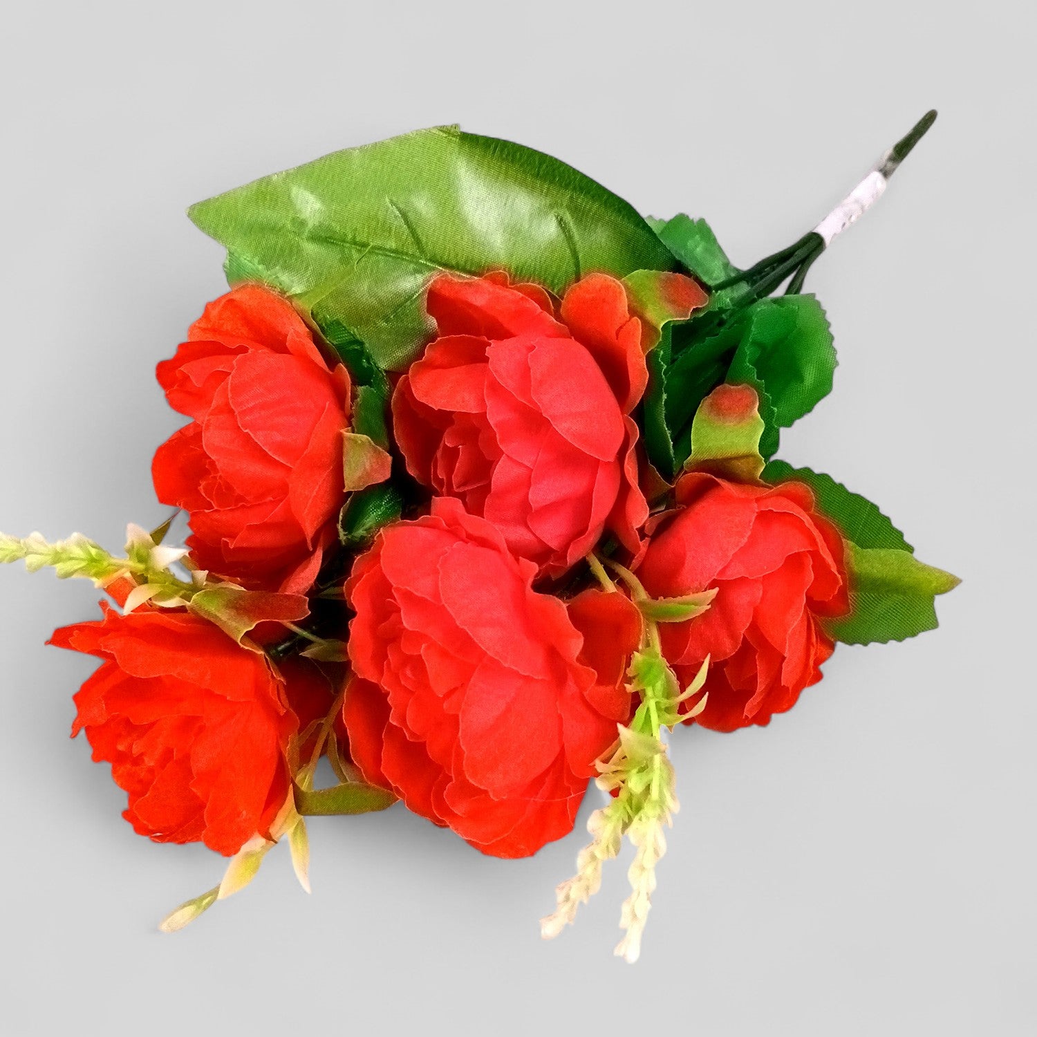 Artificial Flowers Rose Bunches for Vase Pot | Faux Flowers Stem - for Home Decor, Living Room, Office & Festivals Decoration (Vase Not Included) - 15 Inch - Apkamart #Colour_Red