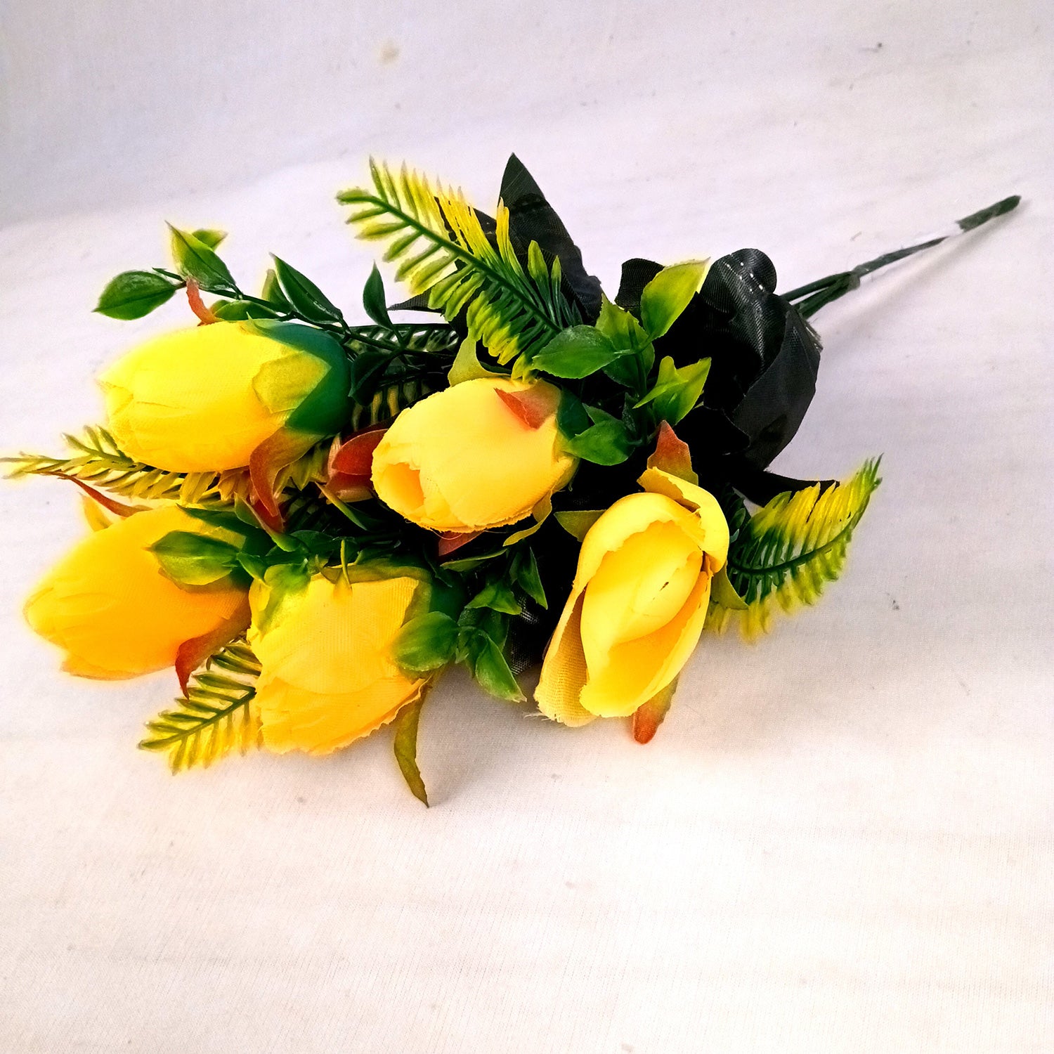 Artificial Flowers Rose Sticks | Faux Flowers Bunch - for Home Decor, Living Room, Wedding & Party Decoration (Vase Not Included) - 14 Inch - Apkamart #Colour_Yellow