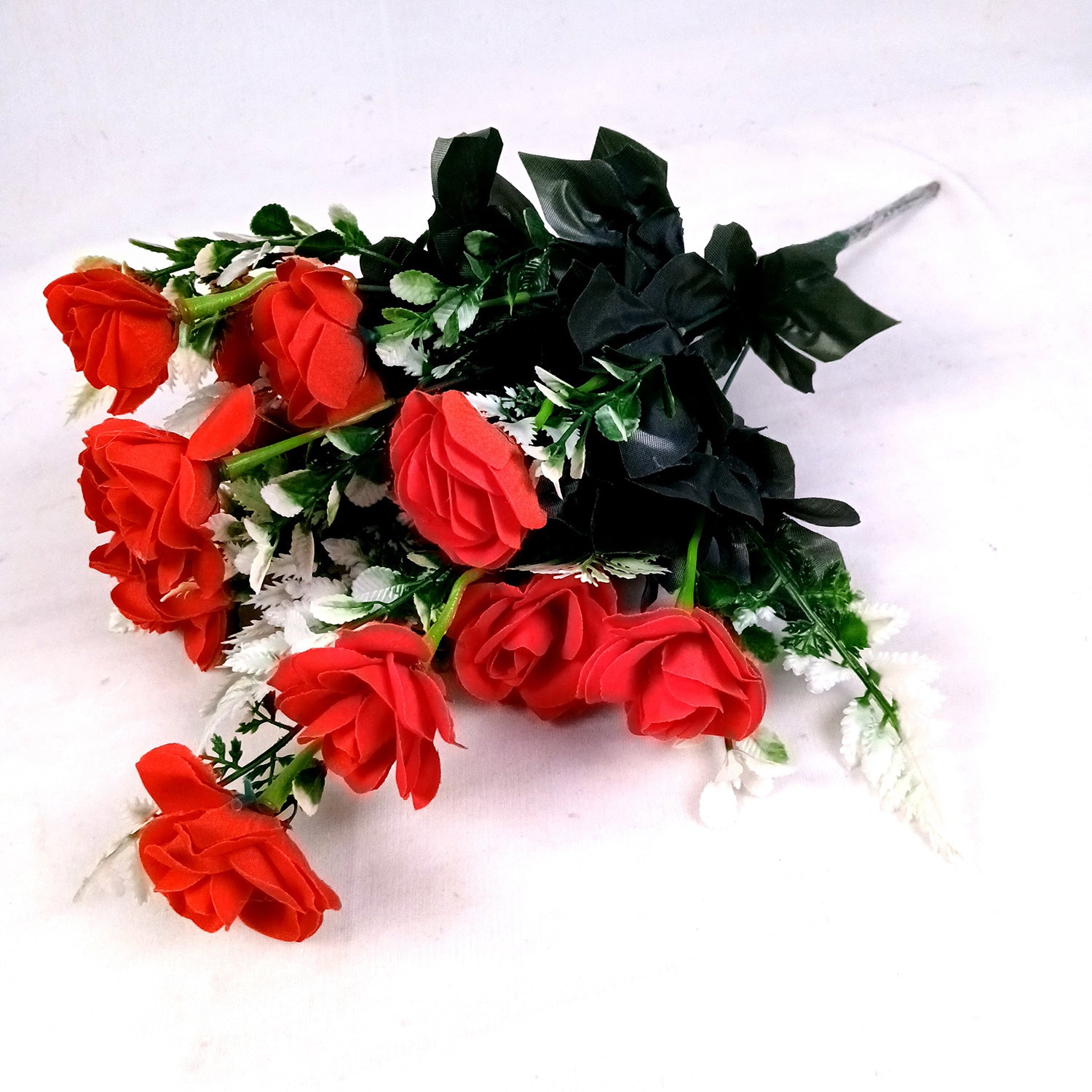Artificial Rose Flowers Bunches for Vase Pot | Faux Flowers Stem - for Home Decor Living Room Side Table Centerpiece - 17 Inch - Apkamart