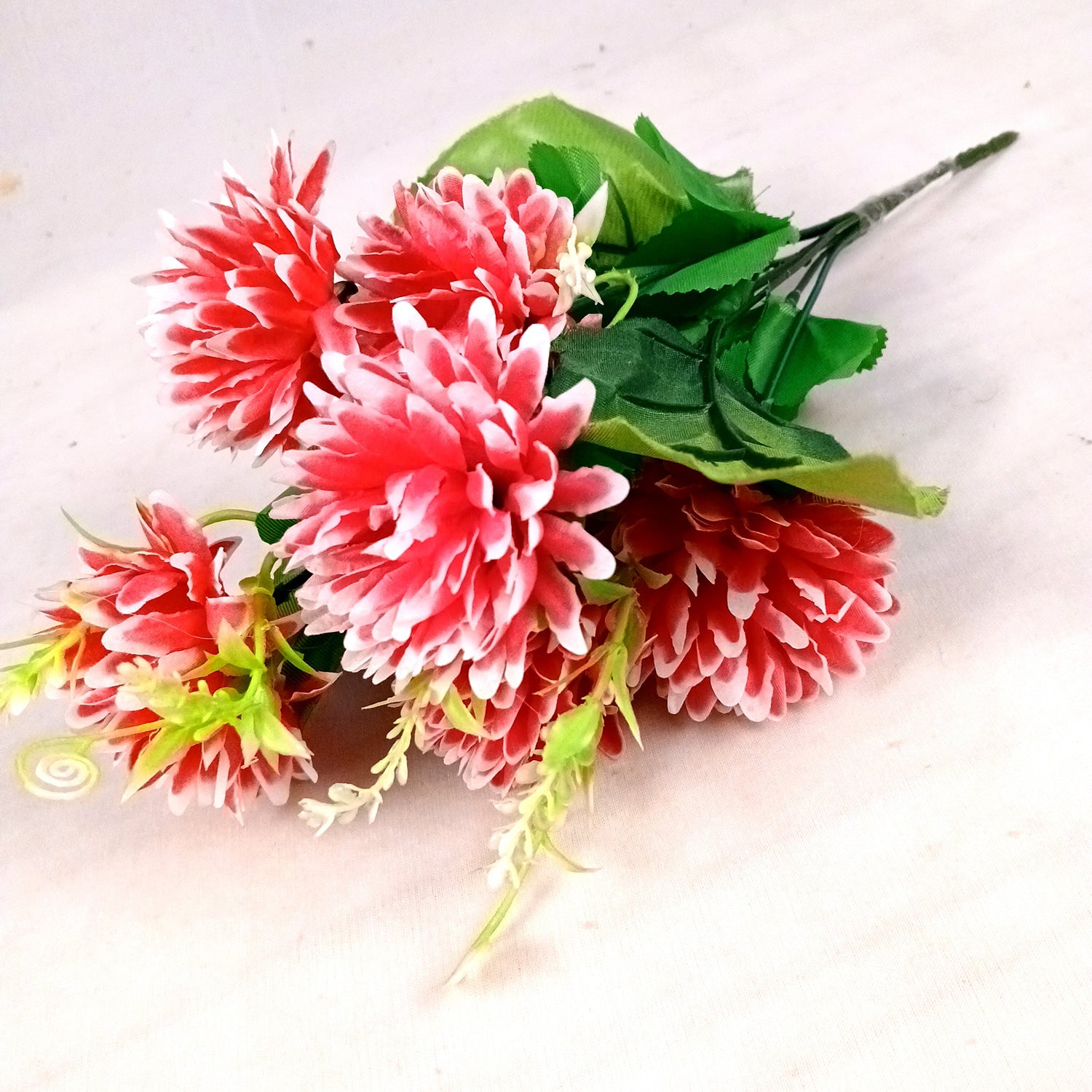 Artificial Flowers Dahlia Bunches for Vase Pot | Faux Flowers Stick - for Home Decor, Living Room, Wedding & Party Decoration (Vase Not Included) - 14 Inch - Apkamart #Colour_Pink