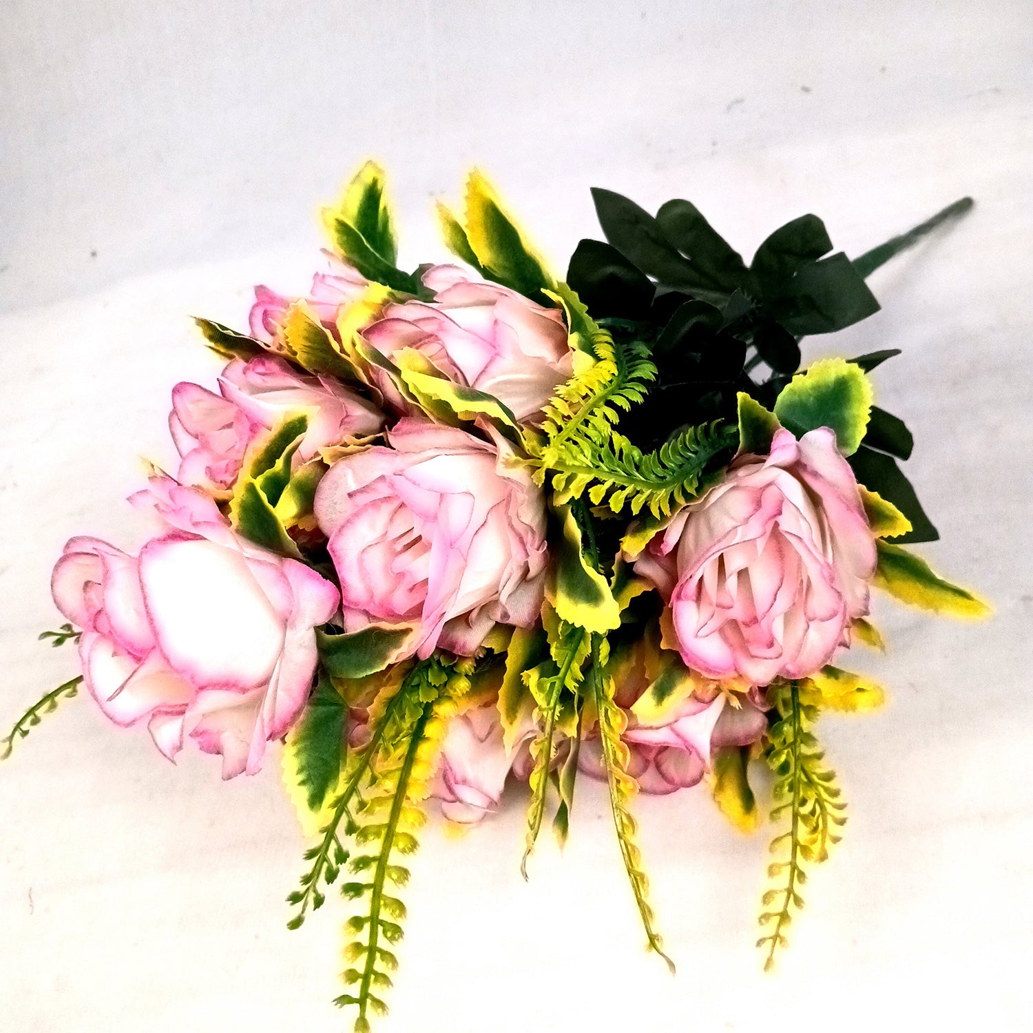Artificial Flower Bouquet | Rose Fake Flowers Bunch - For Vase, Pot, Home, Bedroom, Balcony, Office Corner, Living Room - 16 Inch - Apkamart #Style_Design 1