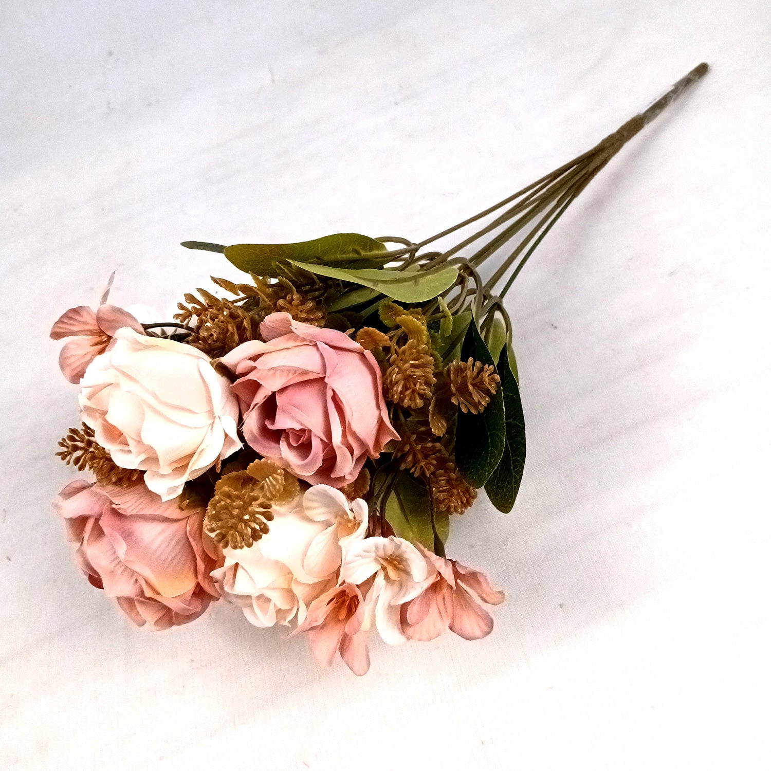 Artificial Flowers Rose Sticks | Faux Flowers Bunch - for Home Decor, Living Room, Centerpiece - 15 Inch - Apkamart #Colour_Multicolor