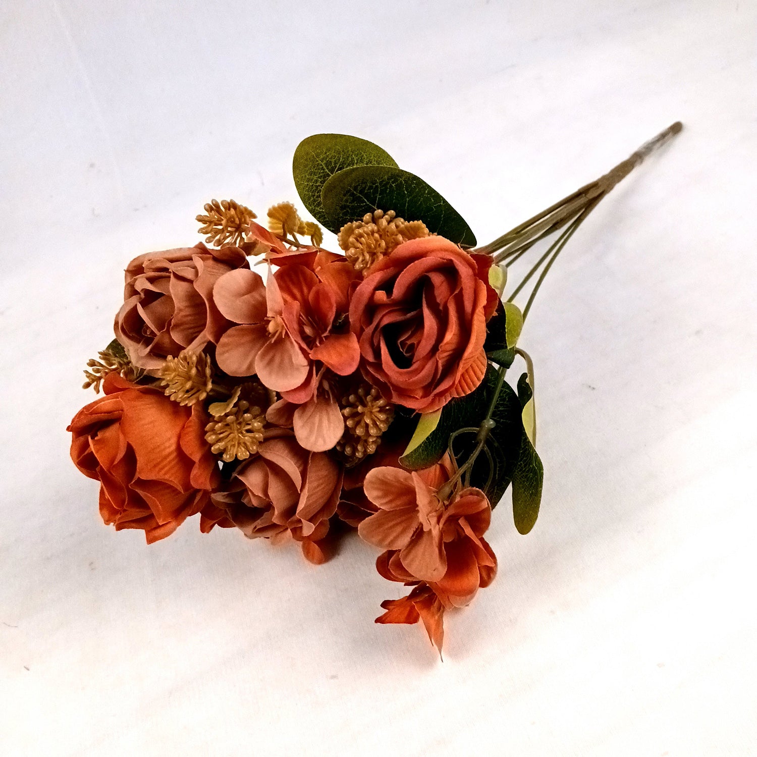 Artificial Flowers | Faux Flowers Rose Bunch - for Home Decor, Living Room, Office, Centerpiece - 15 Inch - Apkamart #Colour_Multicolor