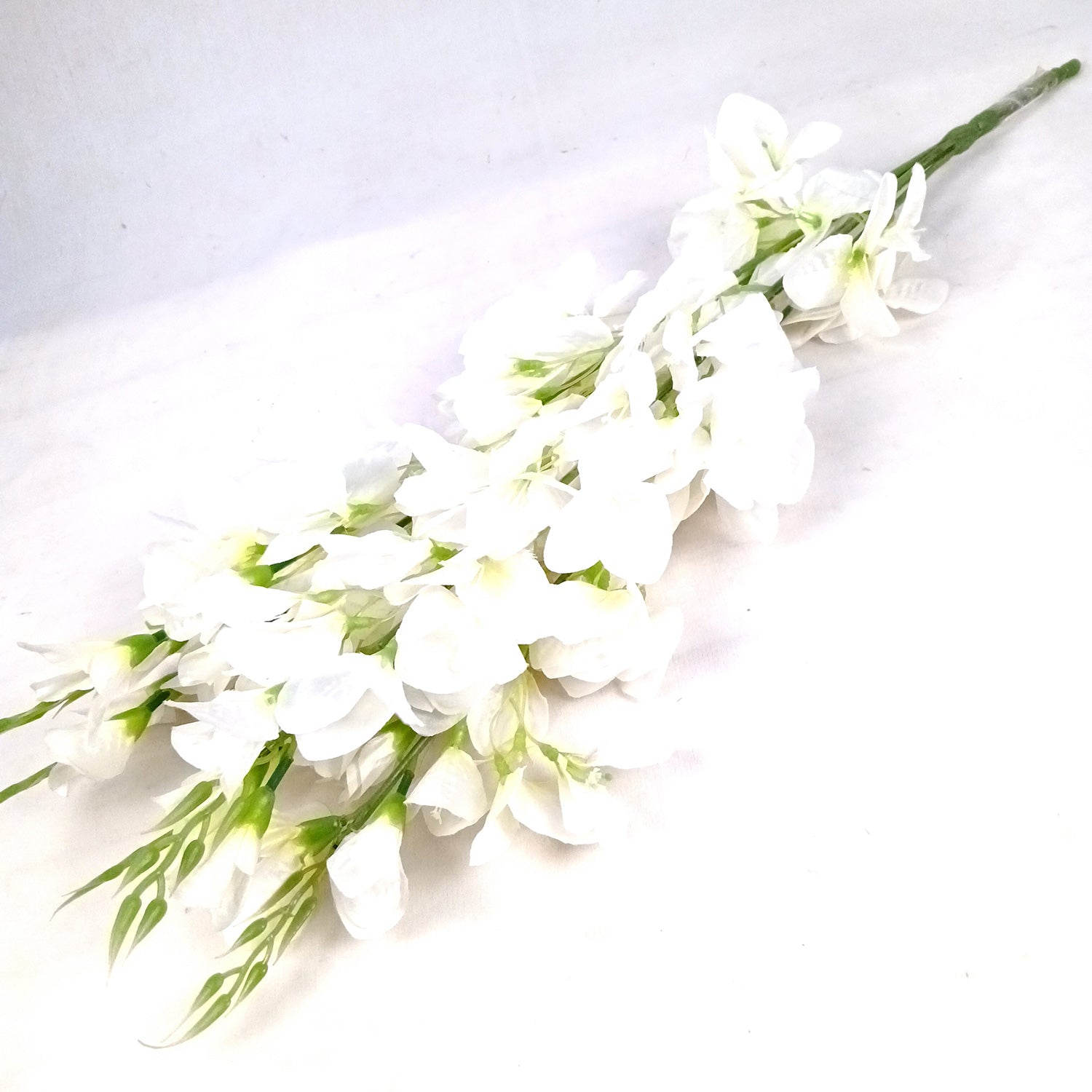 Artificial Flower Orchids Sticks Bouquet | Fake Flowers Bunch - For Vase, Pot, Home, Bedroom, Balcony, Office Corner - 26 Inch - Apkamart #Colour_White