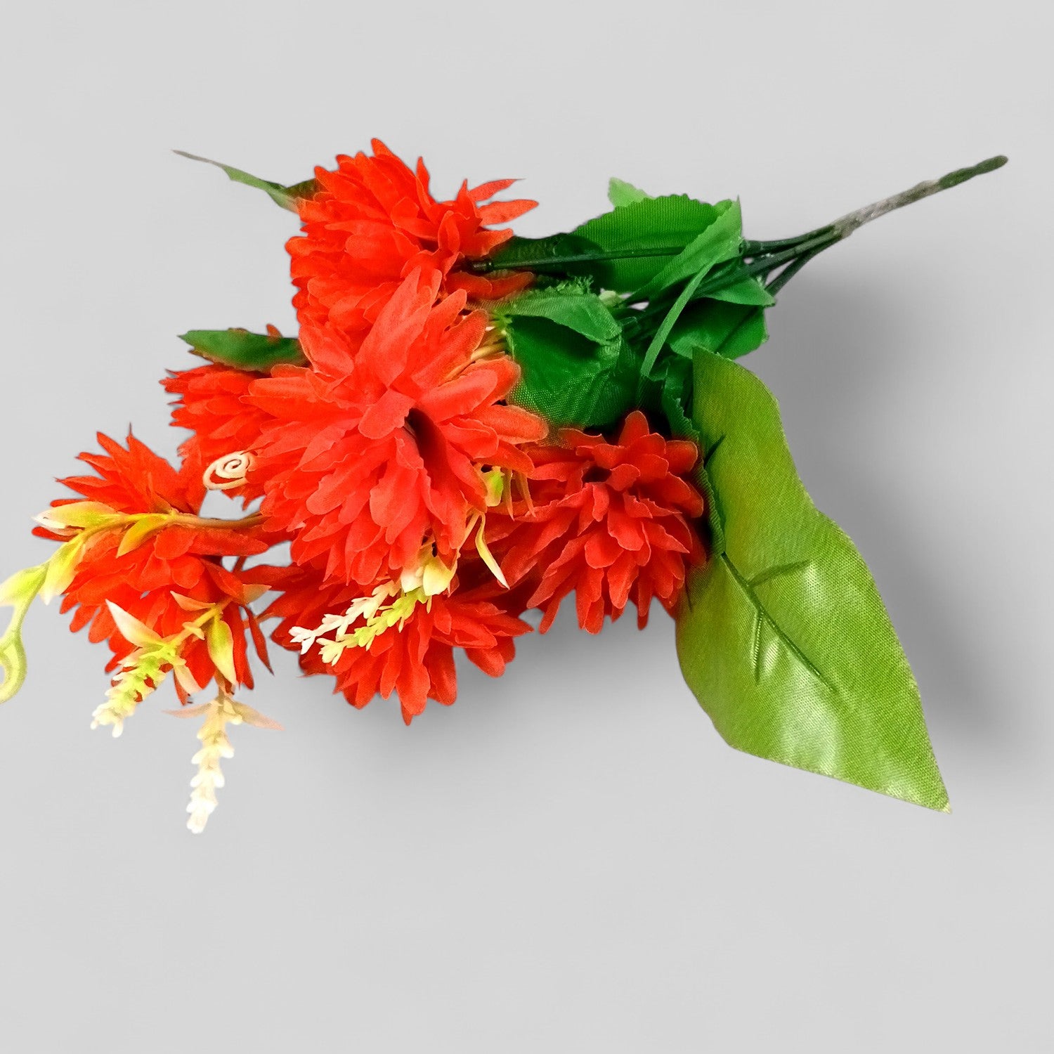 Artificial Flowers Dahlia Bunches for Vase Pot | Faux Flowers Stick - for Home Decor, Living Room, Wedding & Party Decoration (Vase Not Included) - 14 Inch - Apkamart #Colour_Red