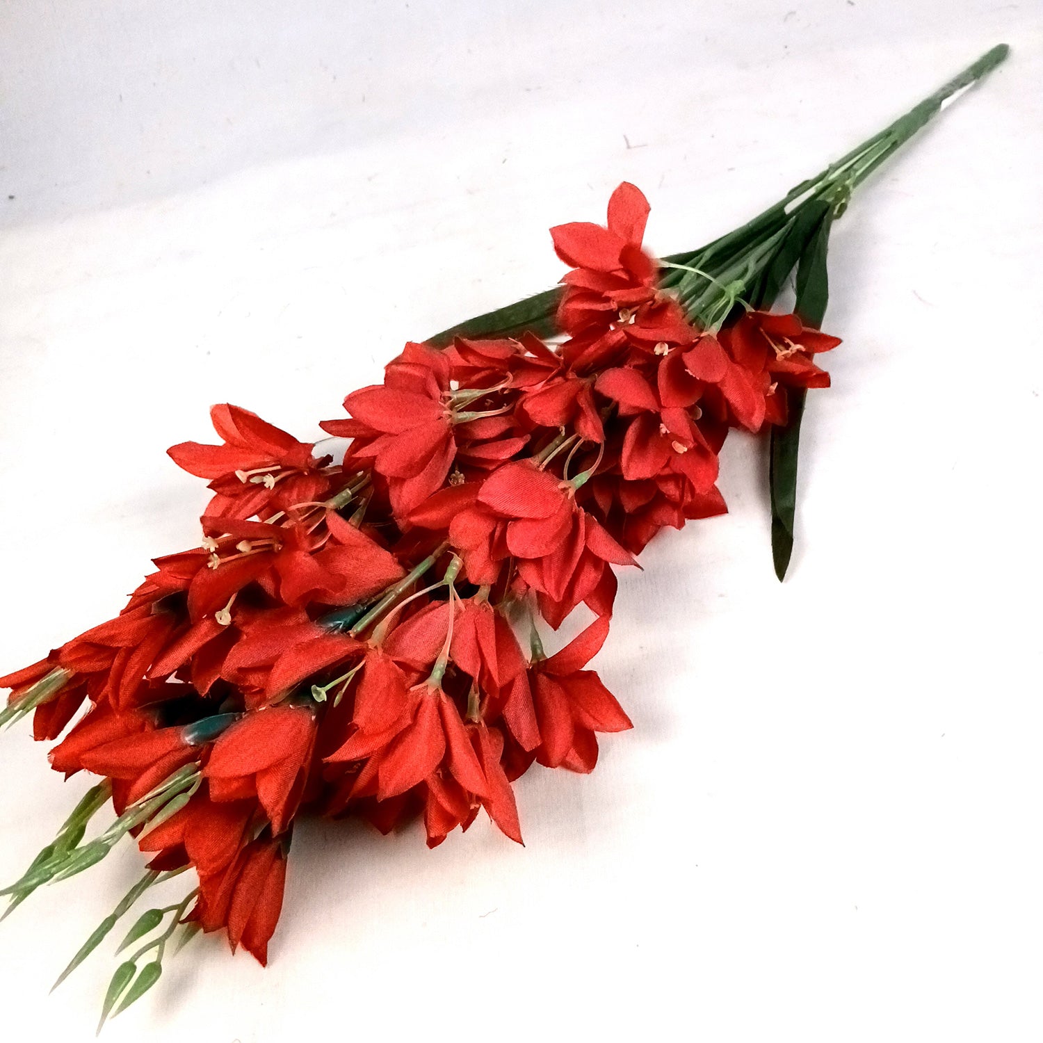 Artificial Flowers Gladiolus Bunches for Vase Pot | Faux Flowers Stem - for Home Decor Living Room Side Table Centerpiece - 26 Inch - Apkamart #Colour_Red