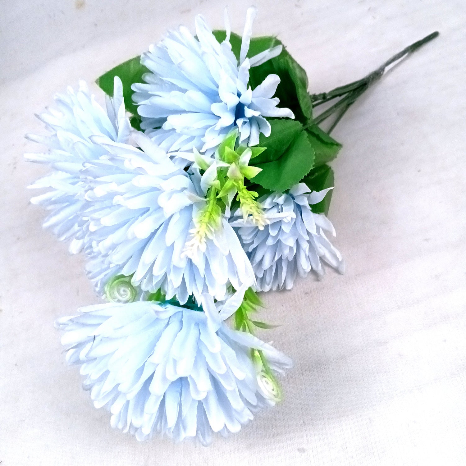 Artificial Flowers Dahlia Bunches for Vase Pot | Faux Flowers Stick - for Home Decor, Living Room, Wedding & Party Decoration (Vase Not Included) - 15 Inch - Apkamart #Colour_Blue